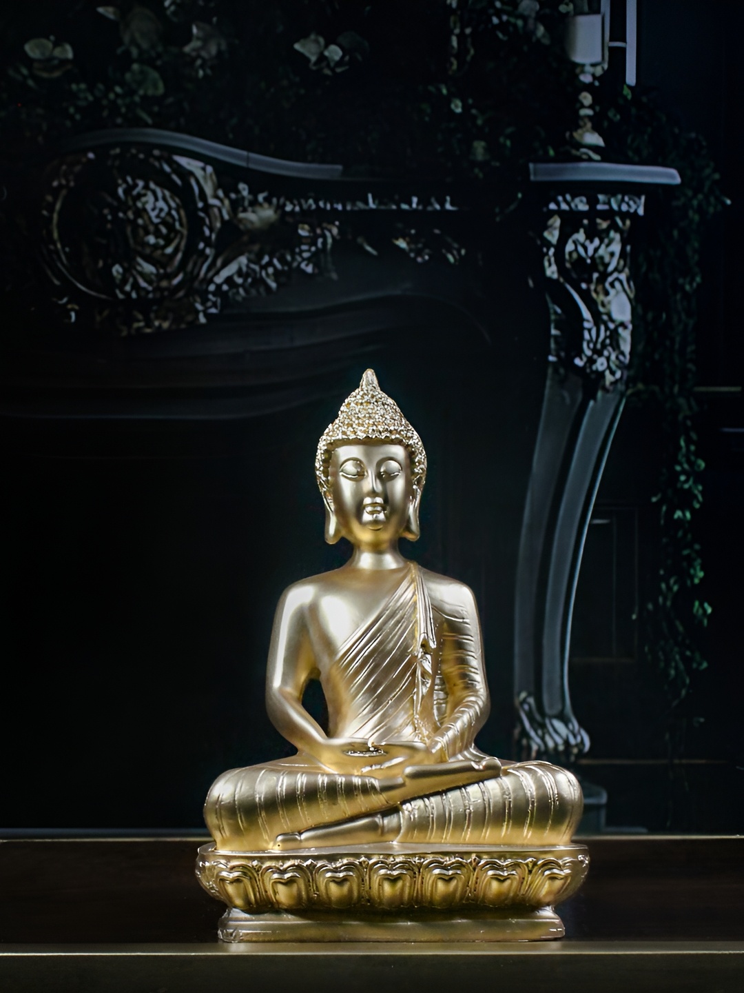 

THE WHITE INK DECOR Beige Buddha Figurine Showpiece