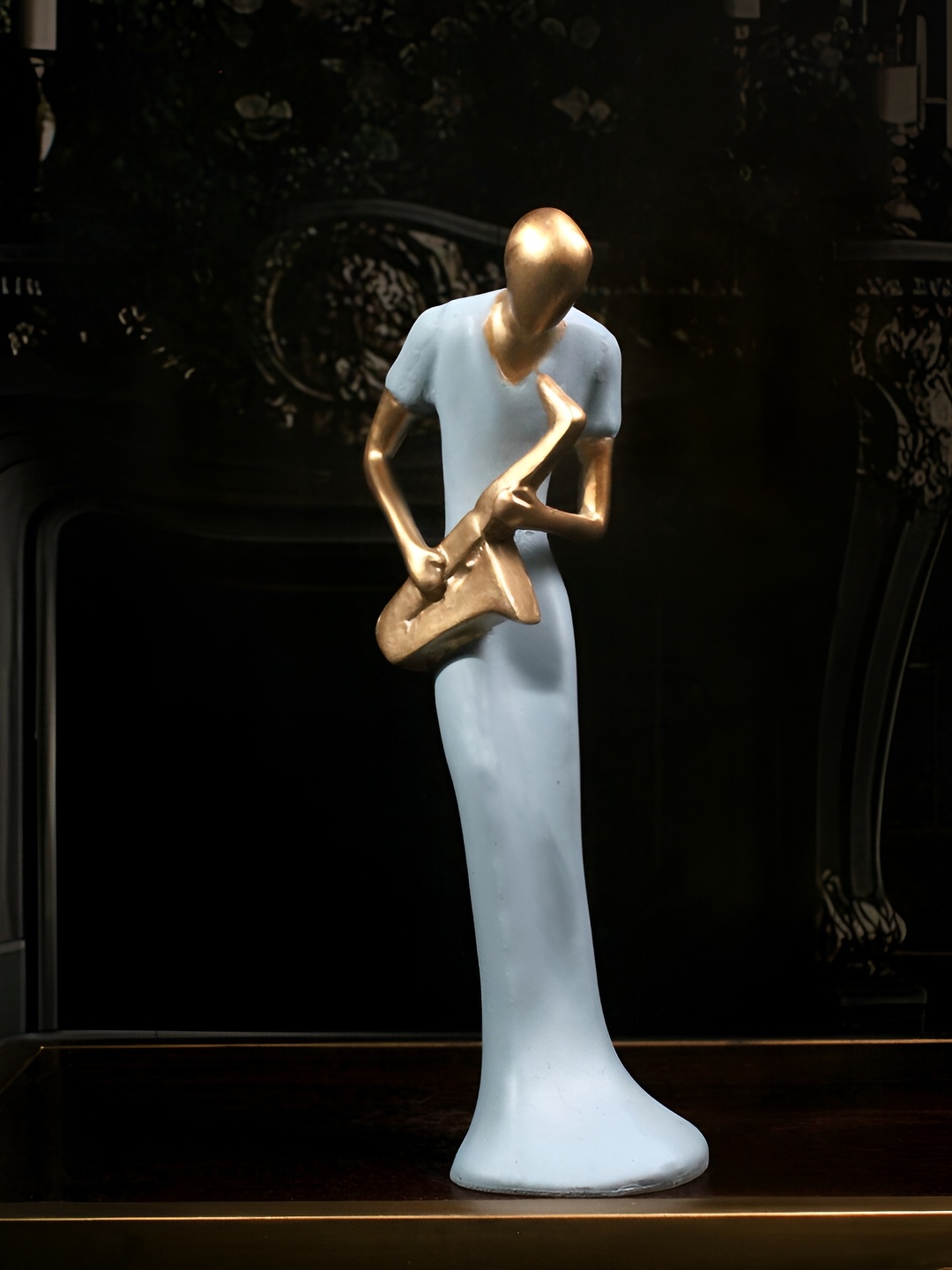 

THE WHITE INK DECOR Blue Harmonious Figurine Showpiece