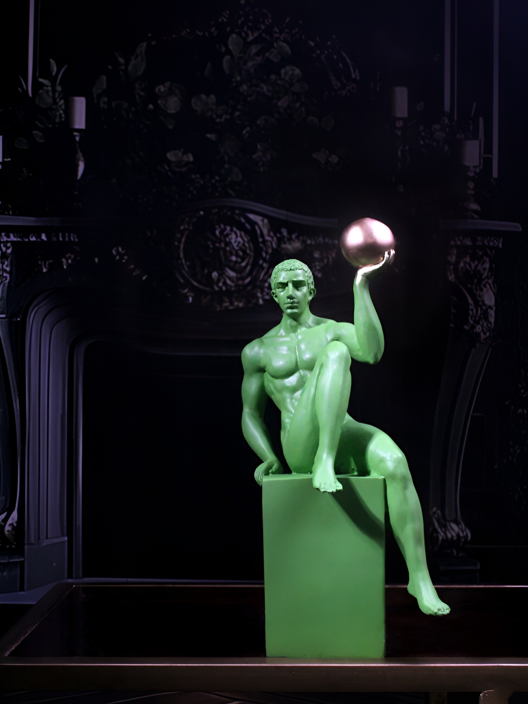 

THE WHITE INK DECOR Green Athlete Figurine Showpiece