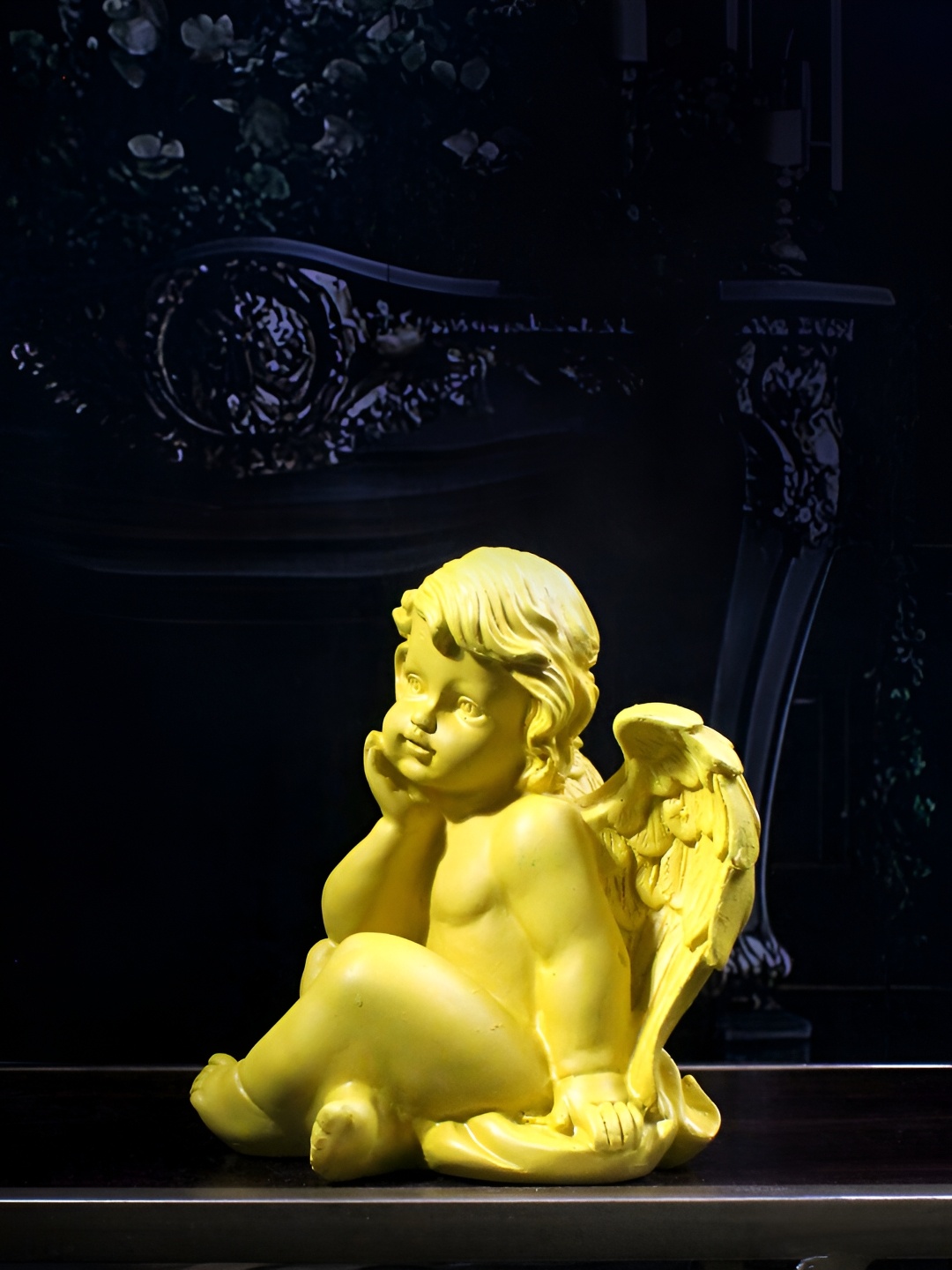 

THE WHITE INK DECOR Yellow Figurine Showpiece