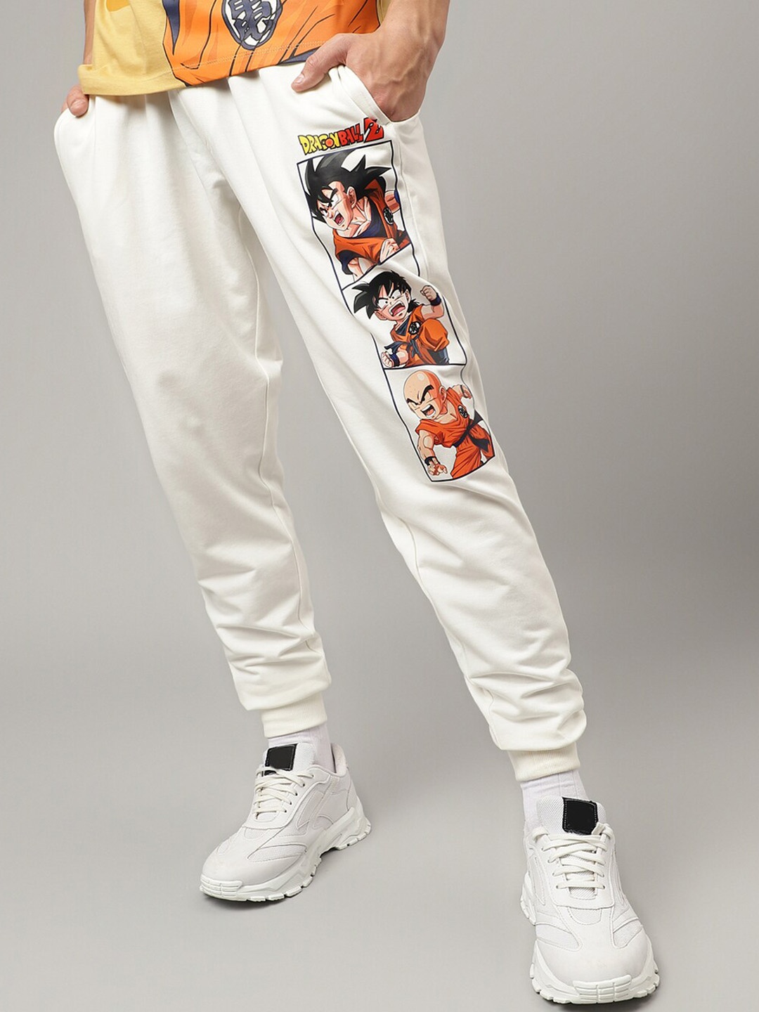 

Free Authority Men Dragon Ball Z Printed Mid-Rise Joggers, Off white