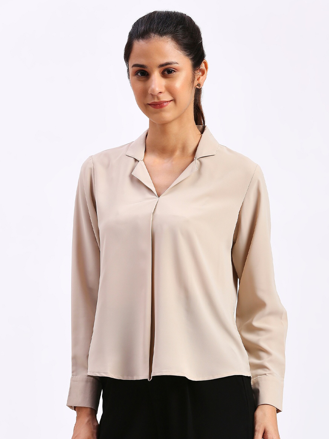 

FITHUB Shirt Style Top, Cream