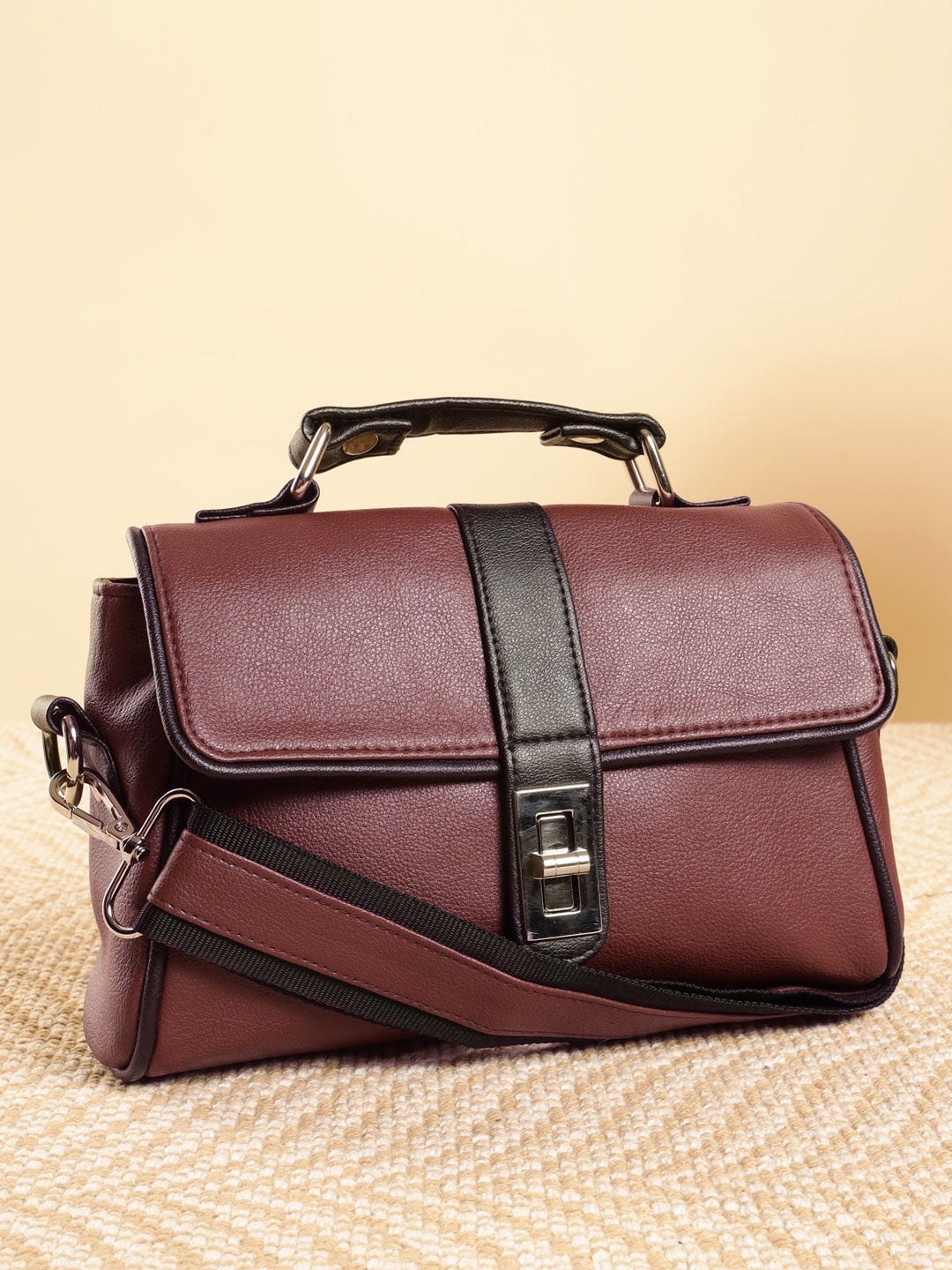 

DEEBACO PU Structured Satchel Bag, Brown
