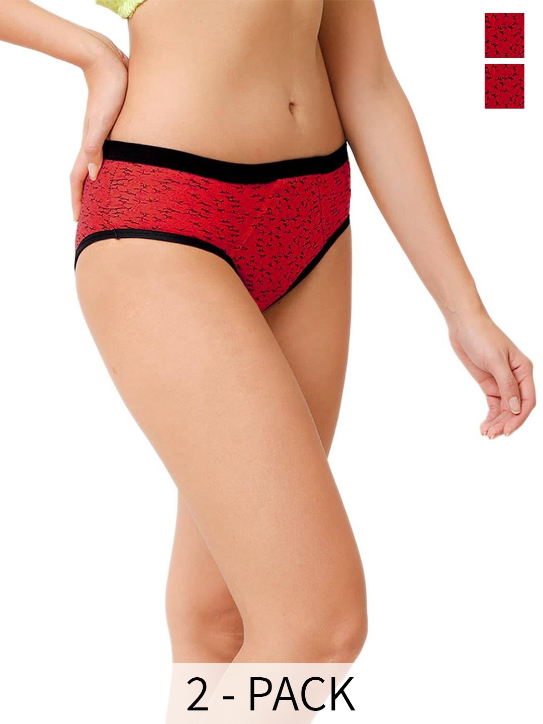 

CareDone Pack of 2 Printed Menstrual Leak Protection Period Briefs, Red