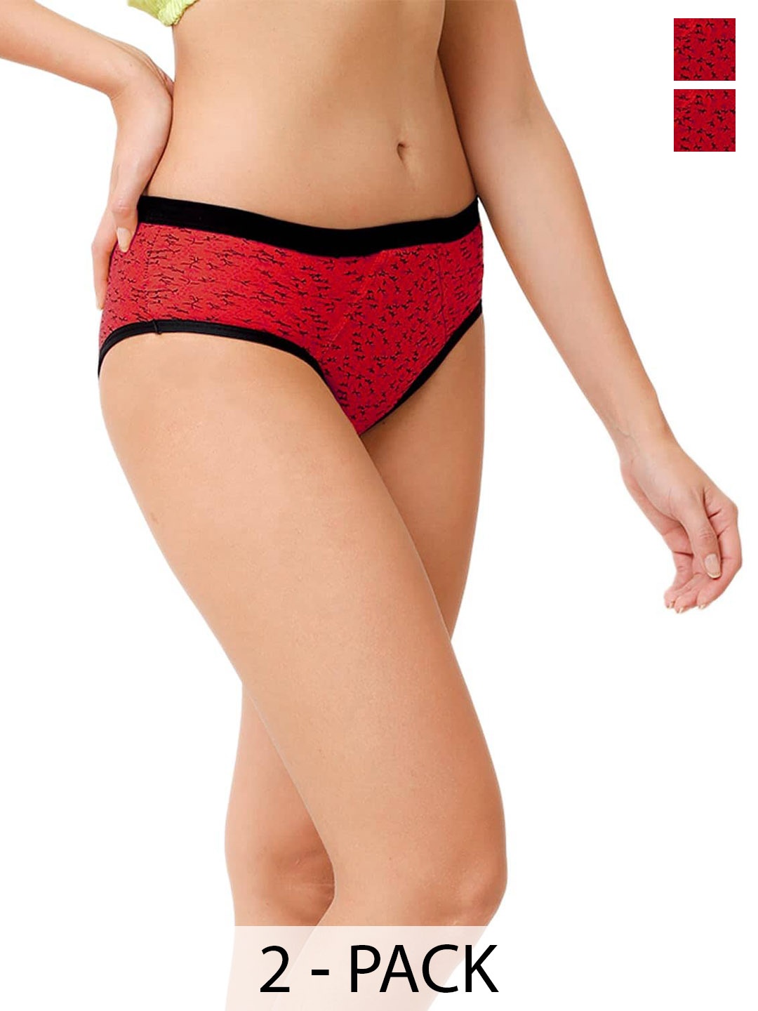 

CareDone Pack of 2 Printed Reusable Period Briefs, Red