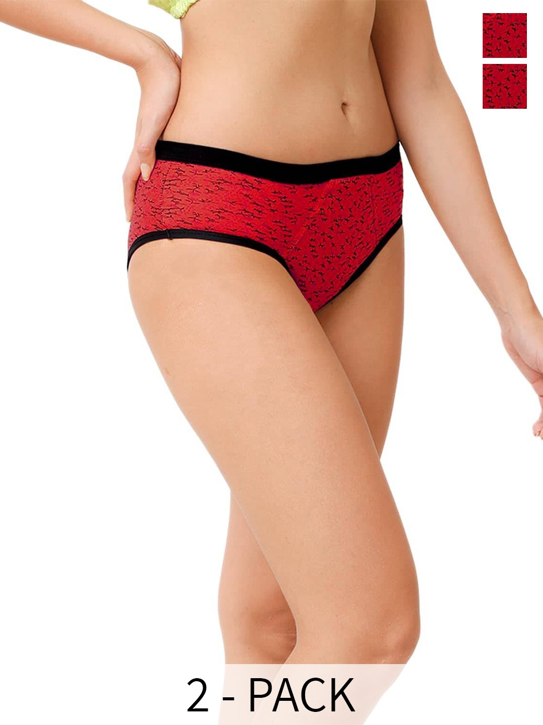 

CareDone Women Pack of 2 Floral Printed Reusable Leak-Proof Period Briefs, Red