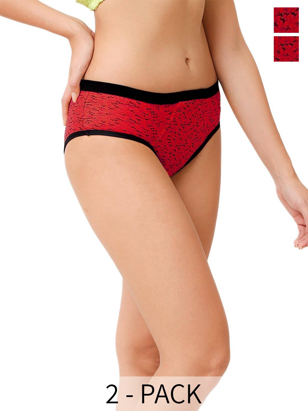 

CareDone Women Pack of 2 Floral Printed Reusable Leak-Proof Period Briefs, Red