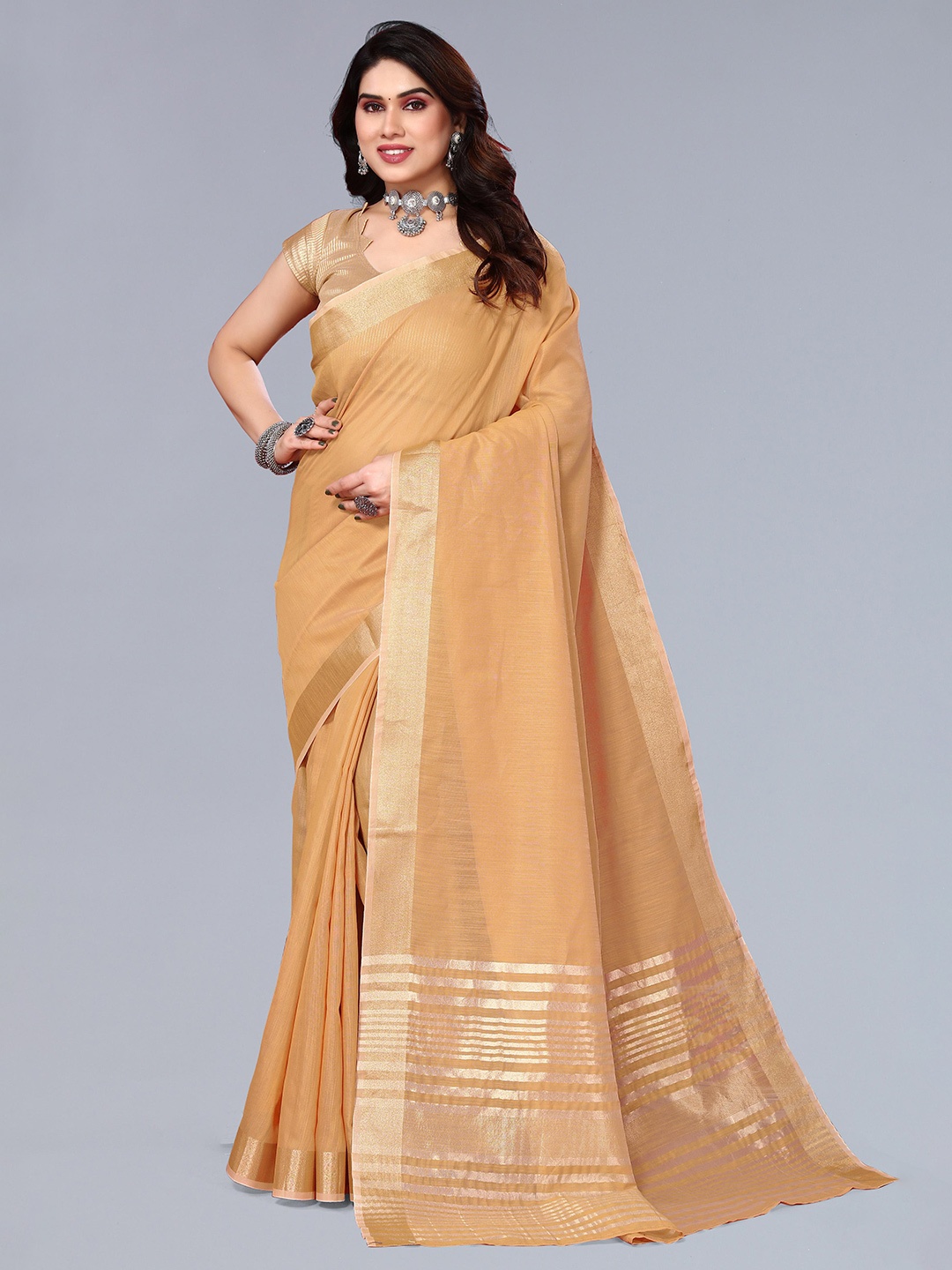 

VASTRA-THE FACTORY STORE Woven Design Zari Border Saree, Yellow