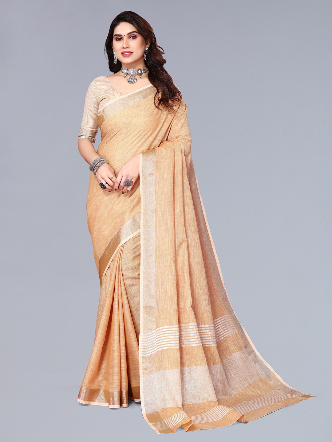 

VASTRA-THE FACTORY STORE Woven Design Zari Border Saree, Mustard