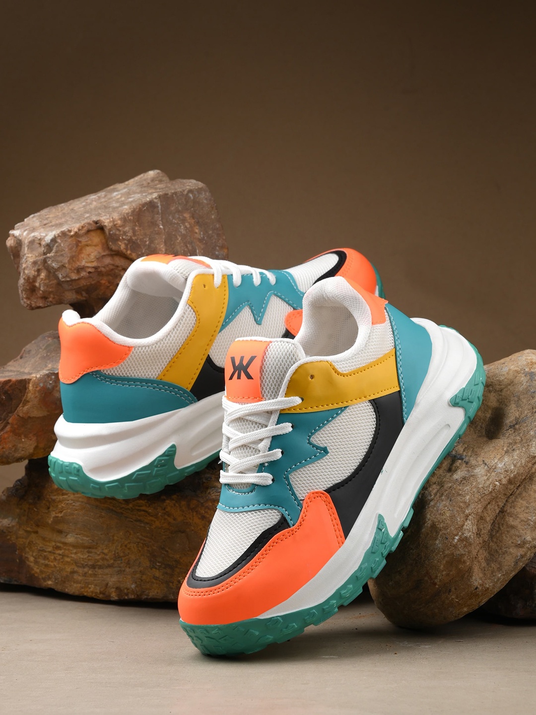 

Kook N Keech Orange Women Colourblocked Sneakers