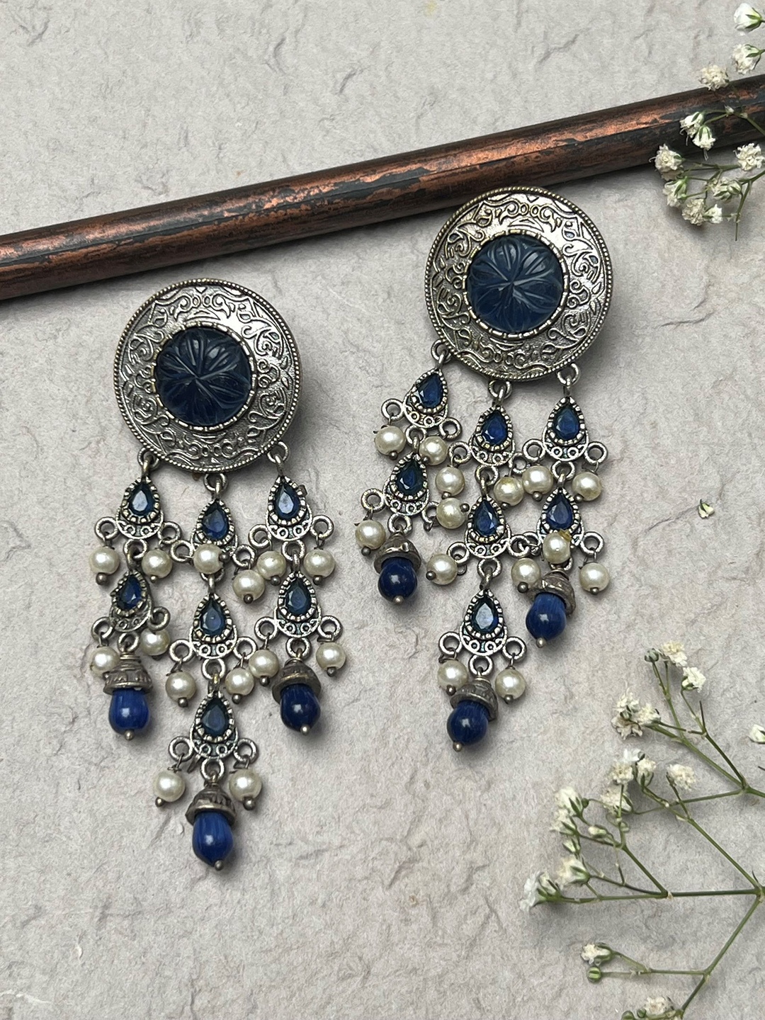 

Prettilicious Silver Plated Contemporary Drop Earrings, Blue