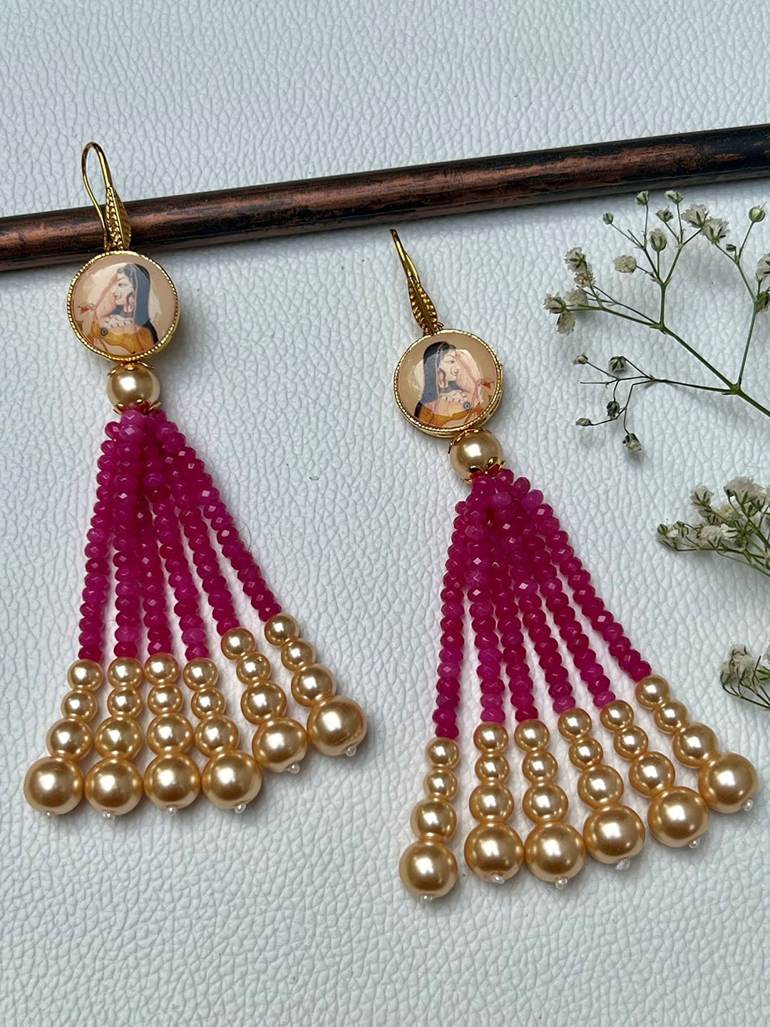 

Prettilicious Gold Plated Contemporary Drop Earrings, Pink