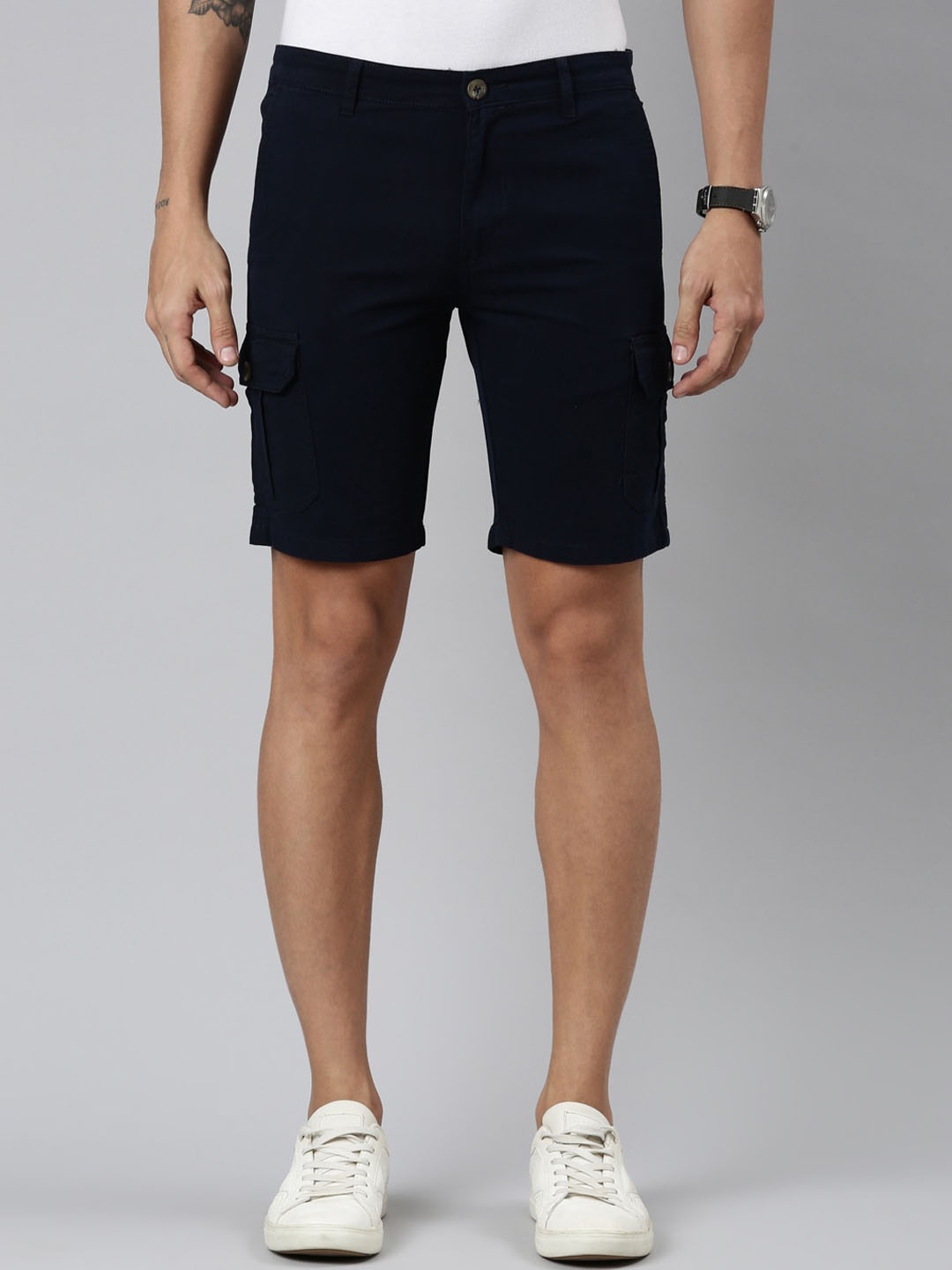 

Chennis Men Slim Fit Cotton Cargo Shorts, Blue
