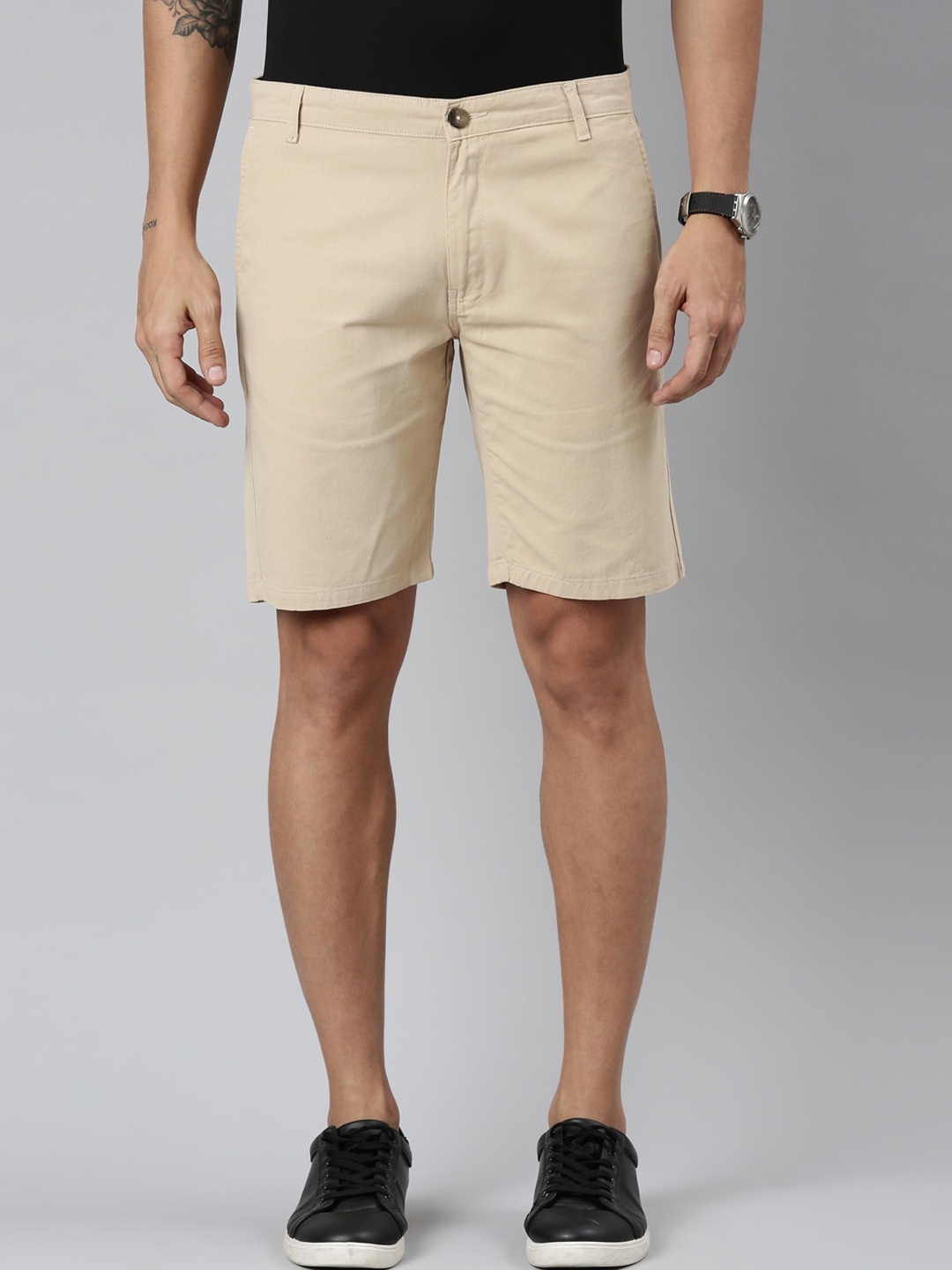 

Chennis Men Slim Fit Cotton Chino Shorts, Beige
