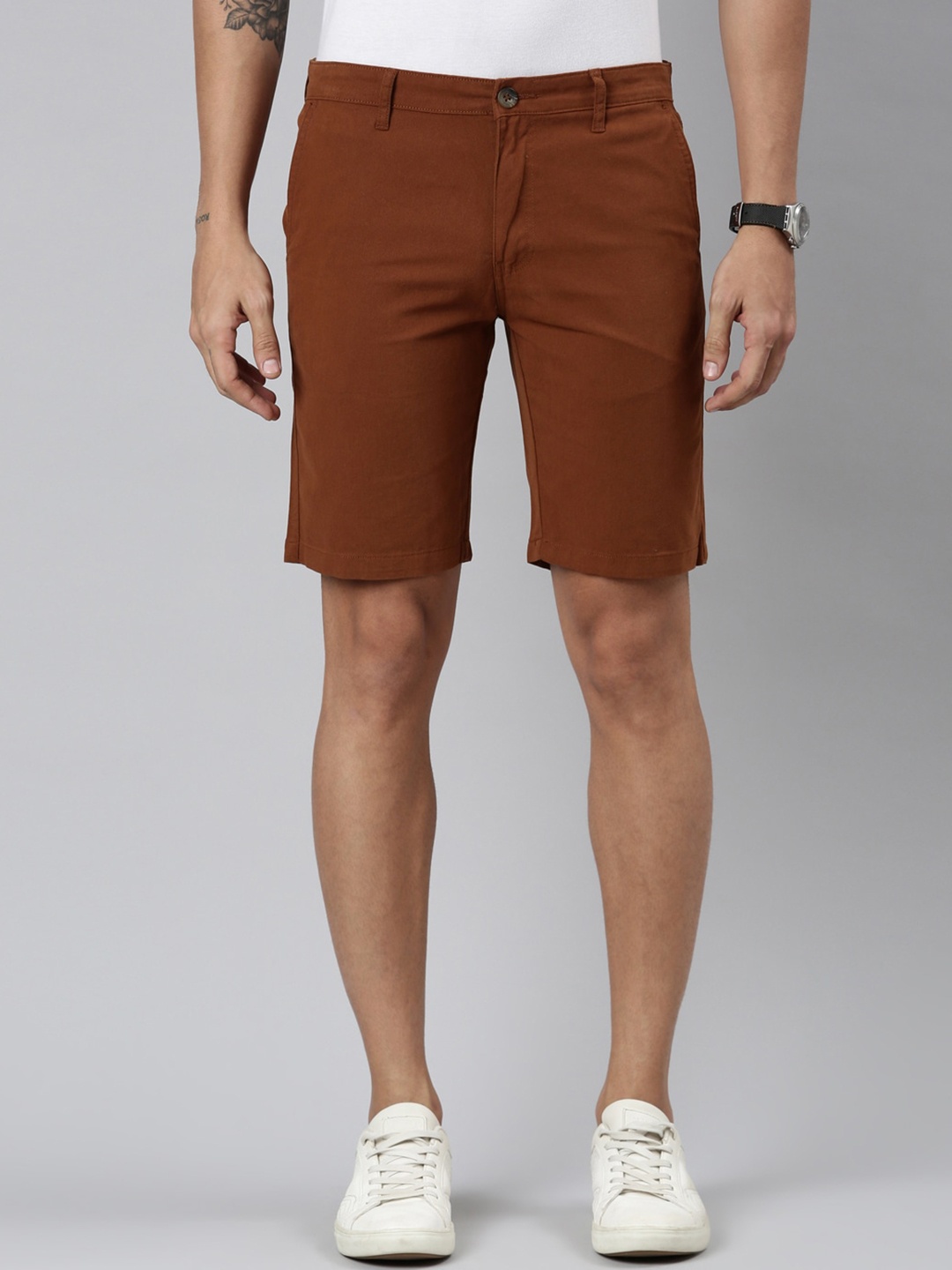 

Chennis Men Slim Fit Cotton Chino Shorts, Rust