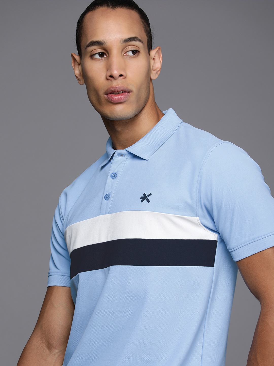 

HRX by Hrithik Roshan Men Colourblocked Polo Collar T-shirt, Blue