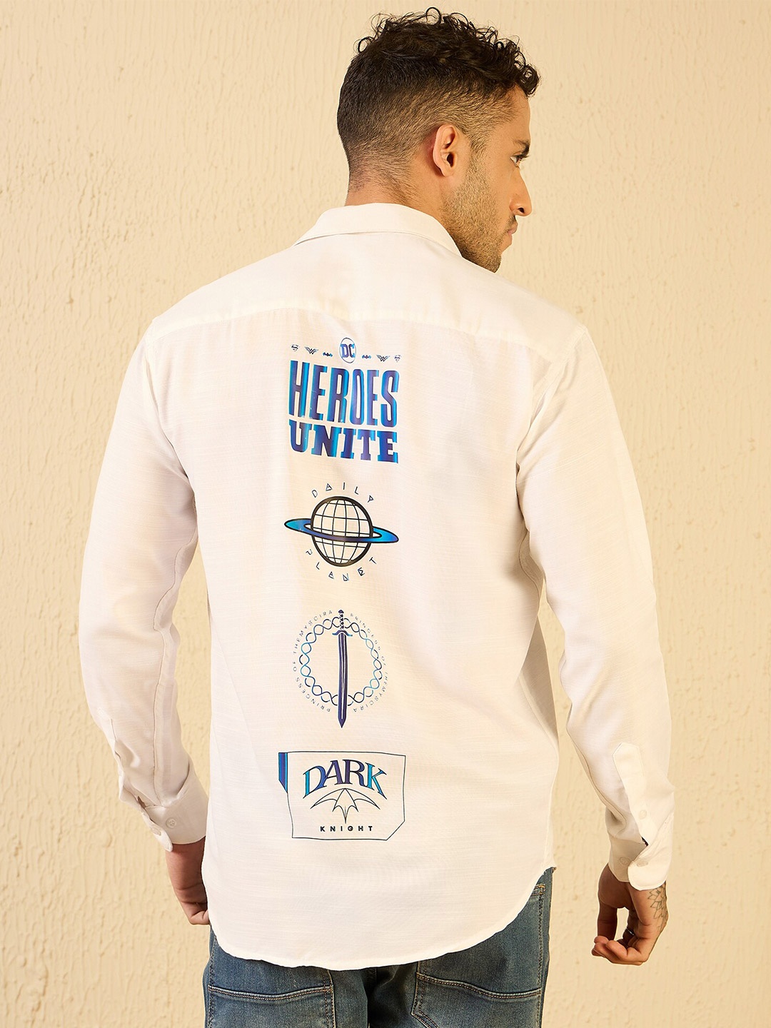 

Kook N Keech Original Typography Printed Spread Collar Cotton Casual Shirt, White