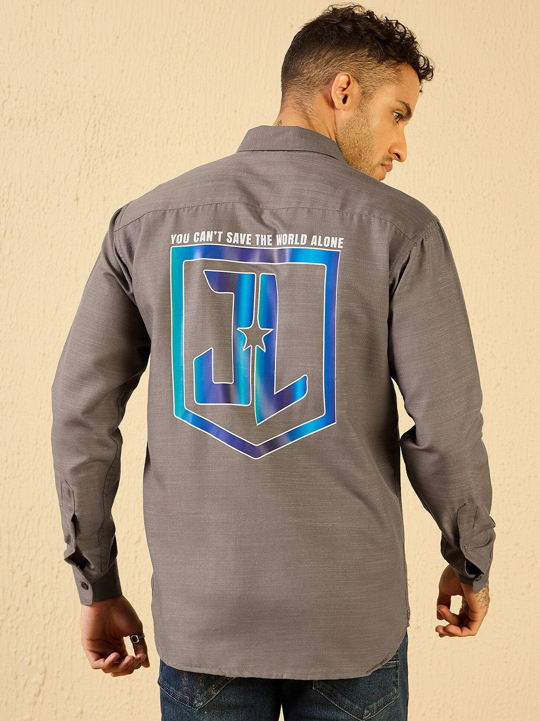 

Kook N Keech Original Printed Opaque Casual Shirt, Grey