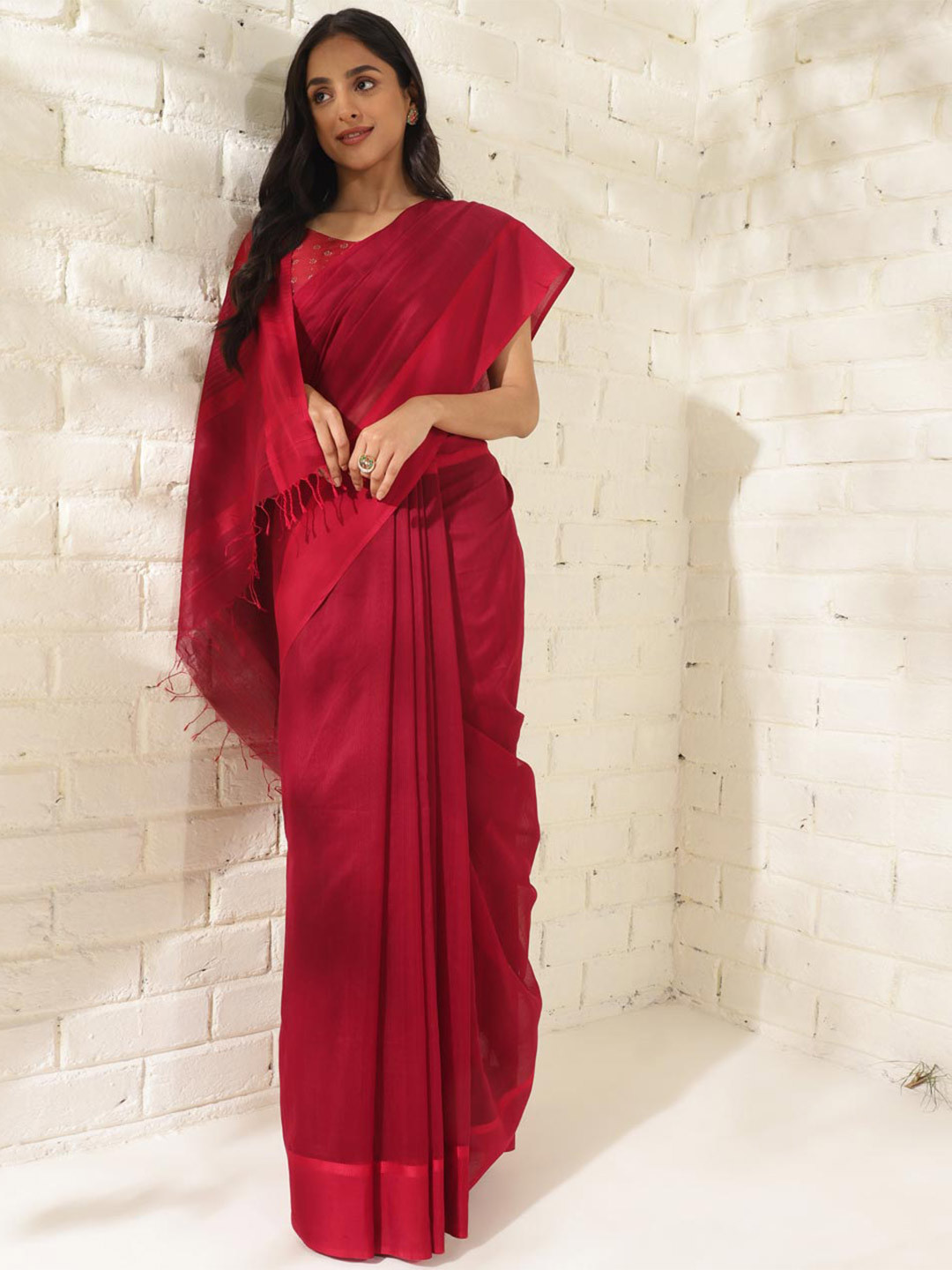 

Fabindia Woven Design Silk Cotton Saree, Maroon