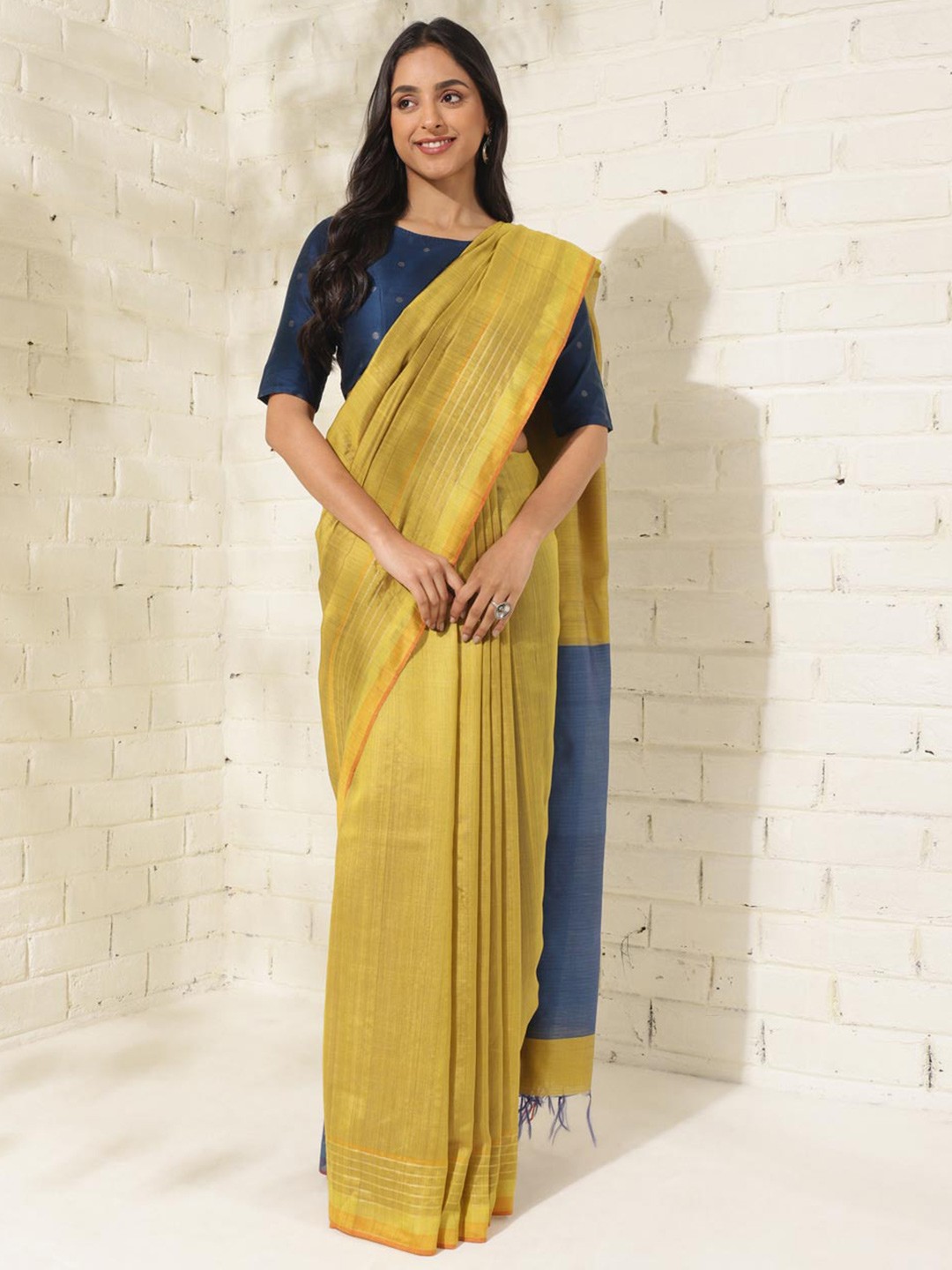 

Fabindia Pure Silk Saree, Yellow