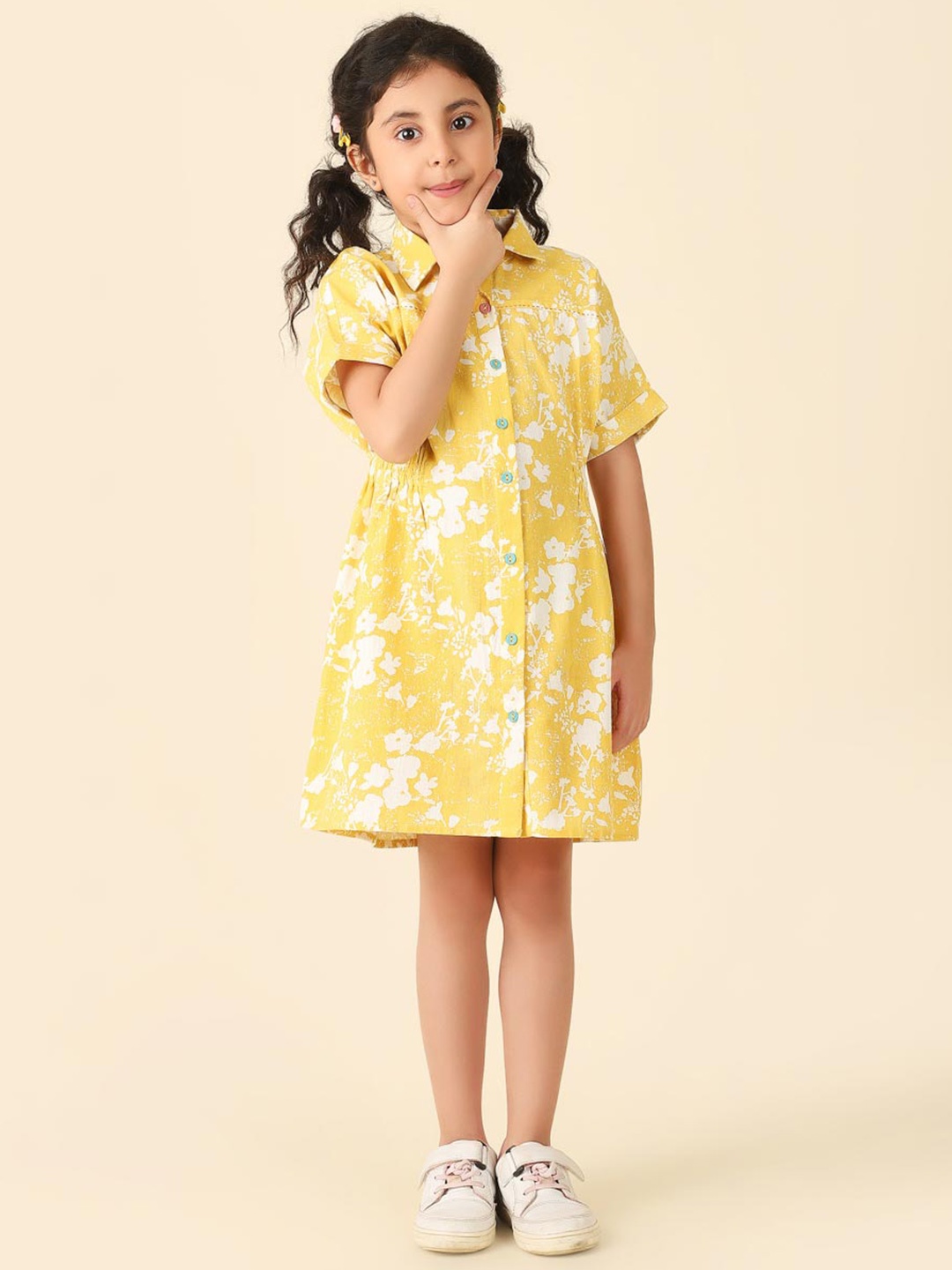 

Fabindia Floral Print Fit & Flare Dress, Yellow