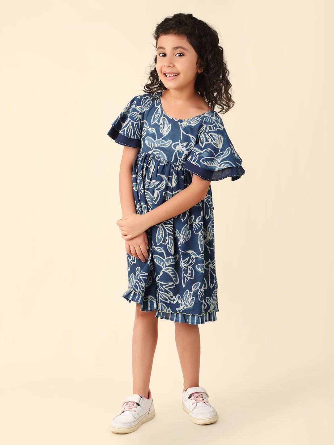 

Fabindia Girls Animal Printed Cotton A-Line Dress, Blue