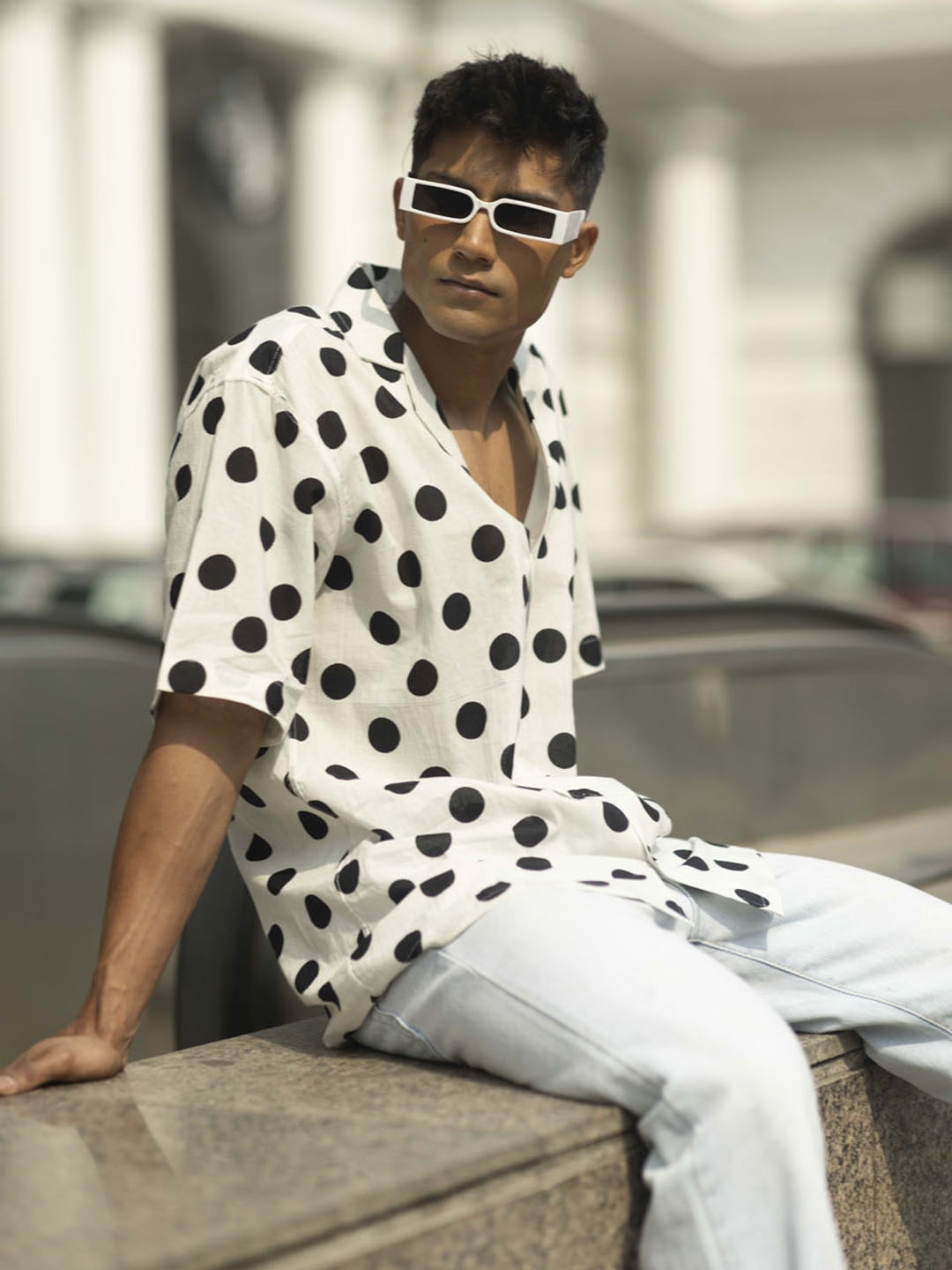 

VASTRAMAY Premium Opaque Printed Cotton Casual Shirt, White