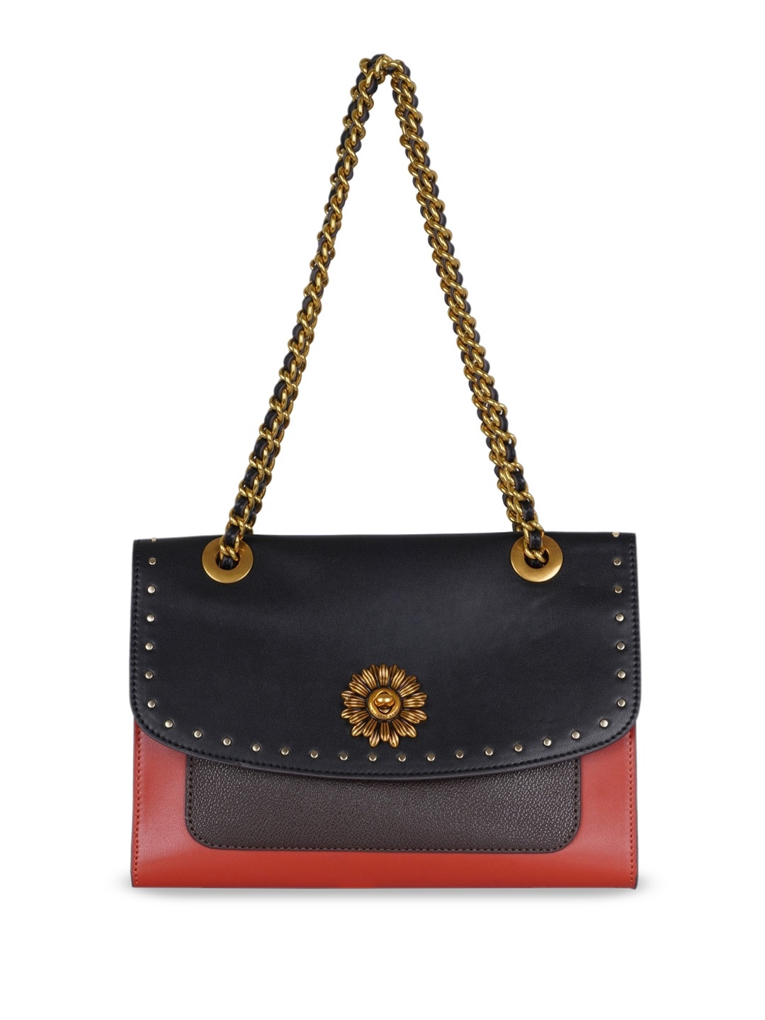 

CHRONICLE Embellished Structured Shoulder Bag, Rust