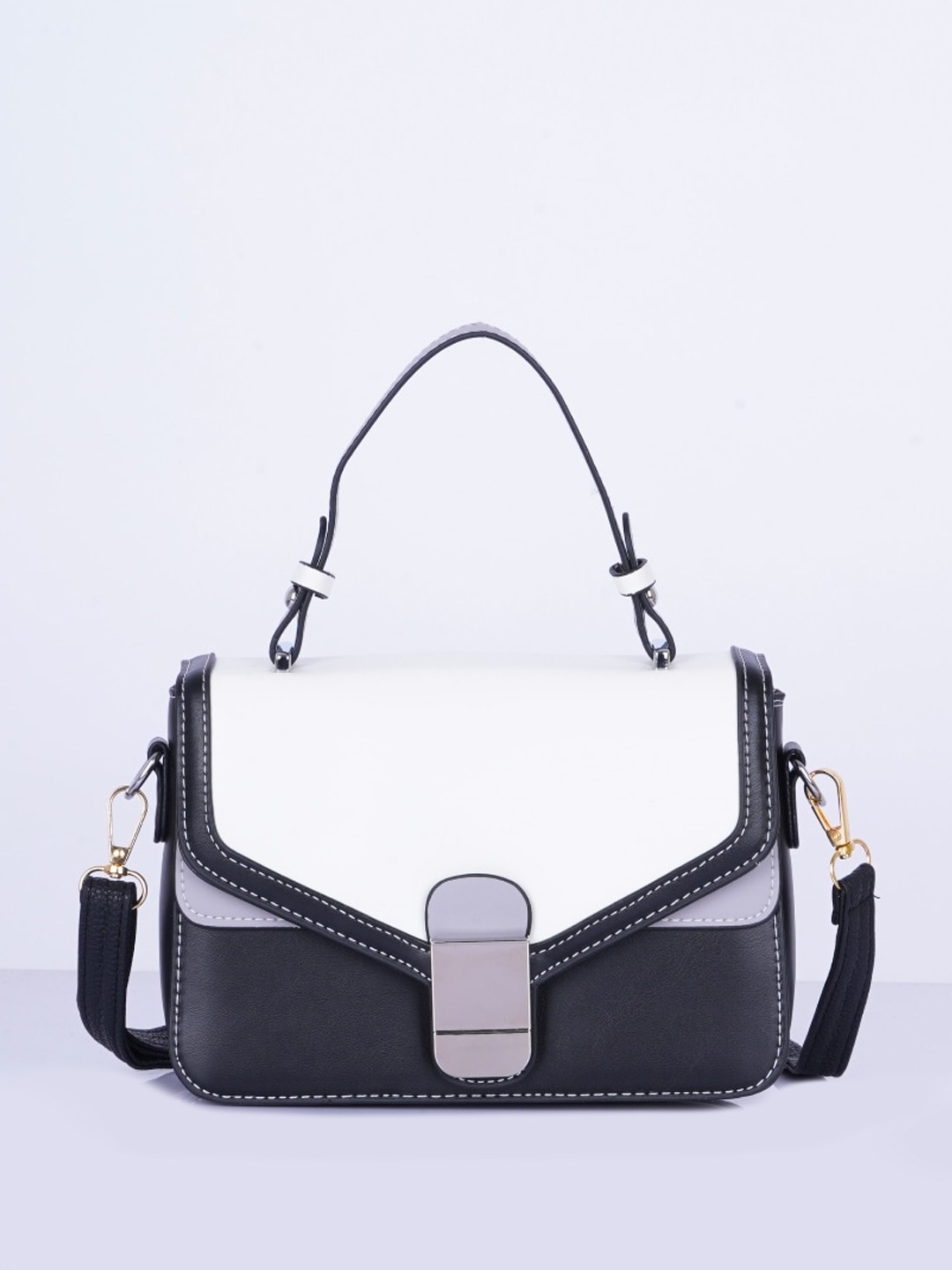 

CHRONICLE Colourblocked Structured Handheld Bag, Grey