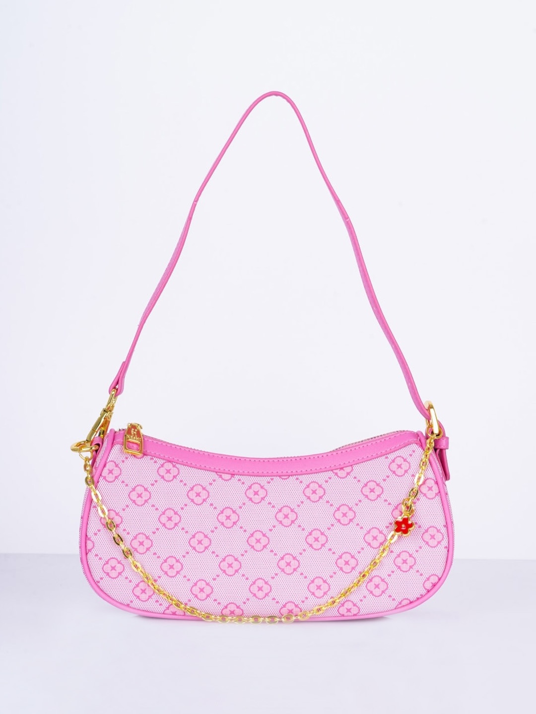 

CHRONICLE Floral Printed Half Moon Hobo Bag, Pink