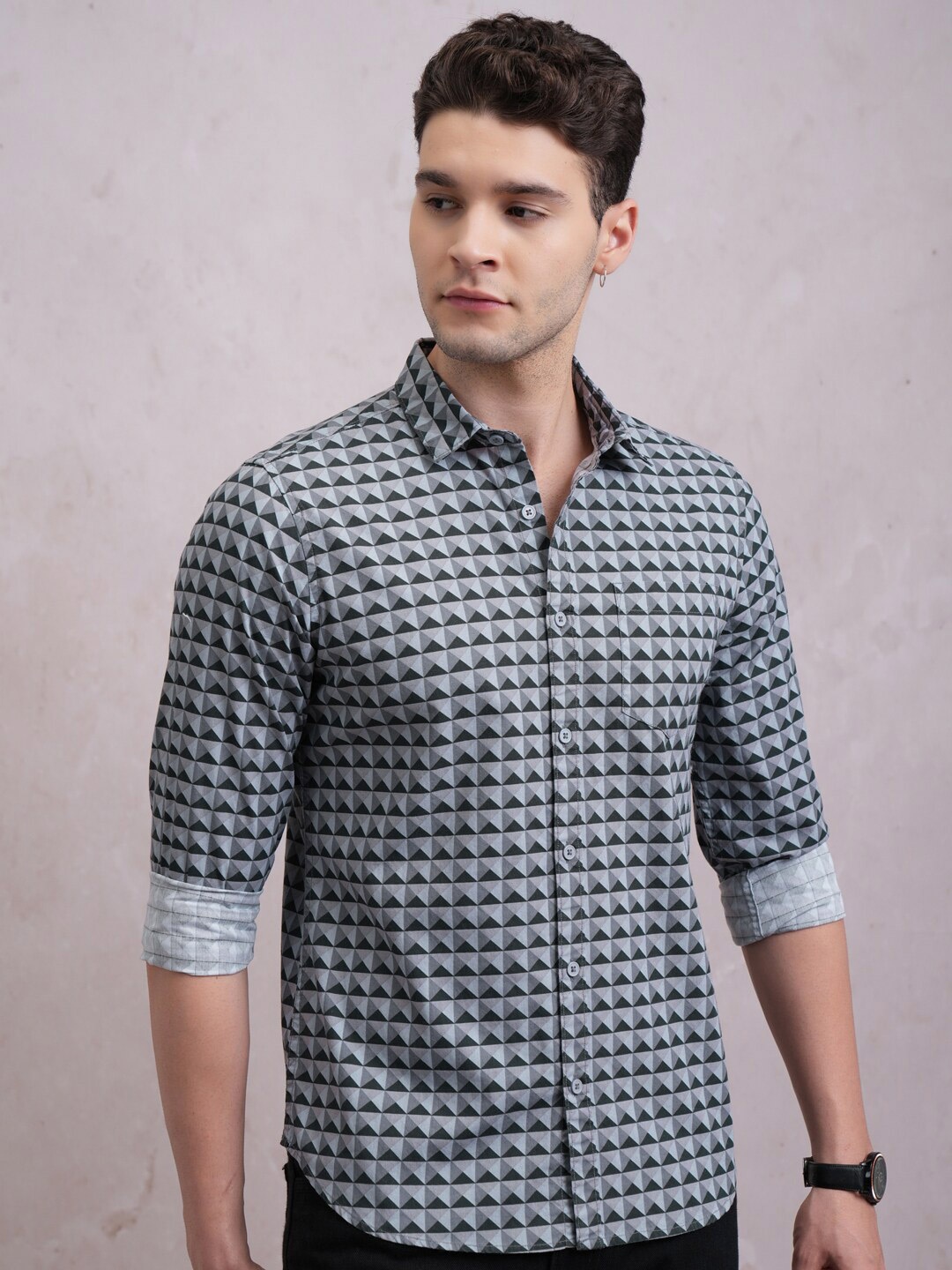 

HIGHLANDER All Over Printed Shirt, Grey