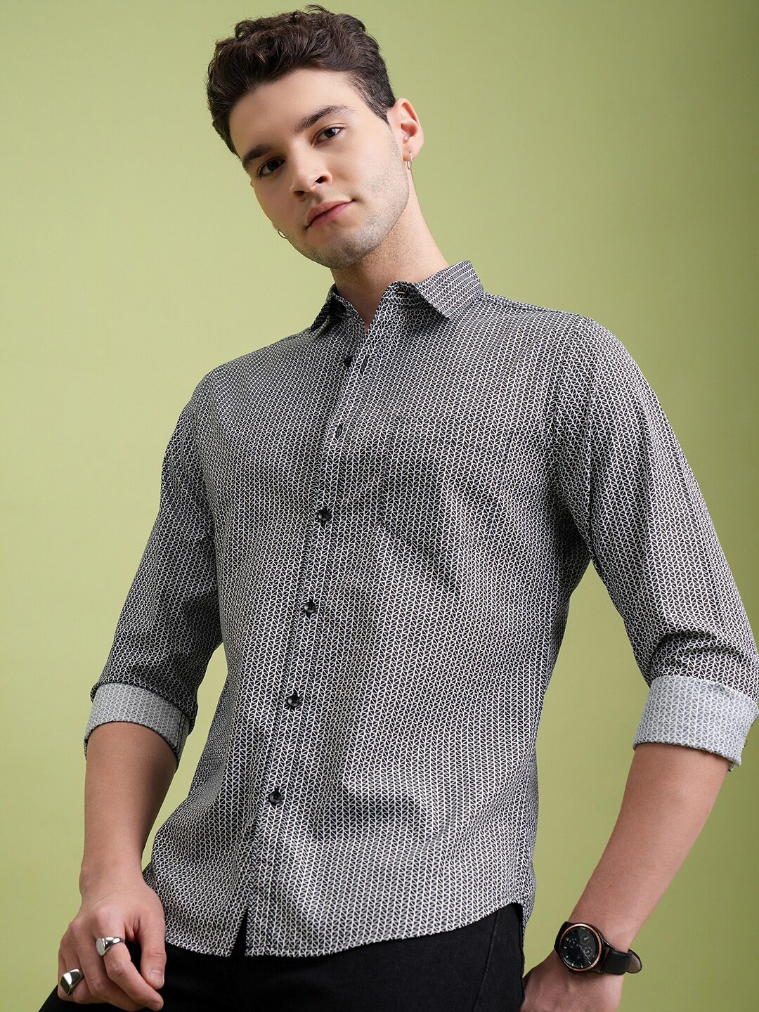 

Highlander Men All Over Printed Shirt, Black