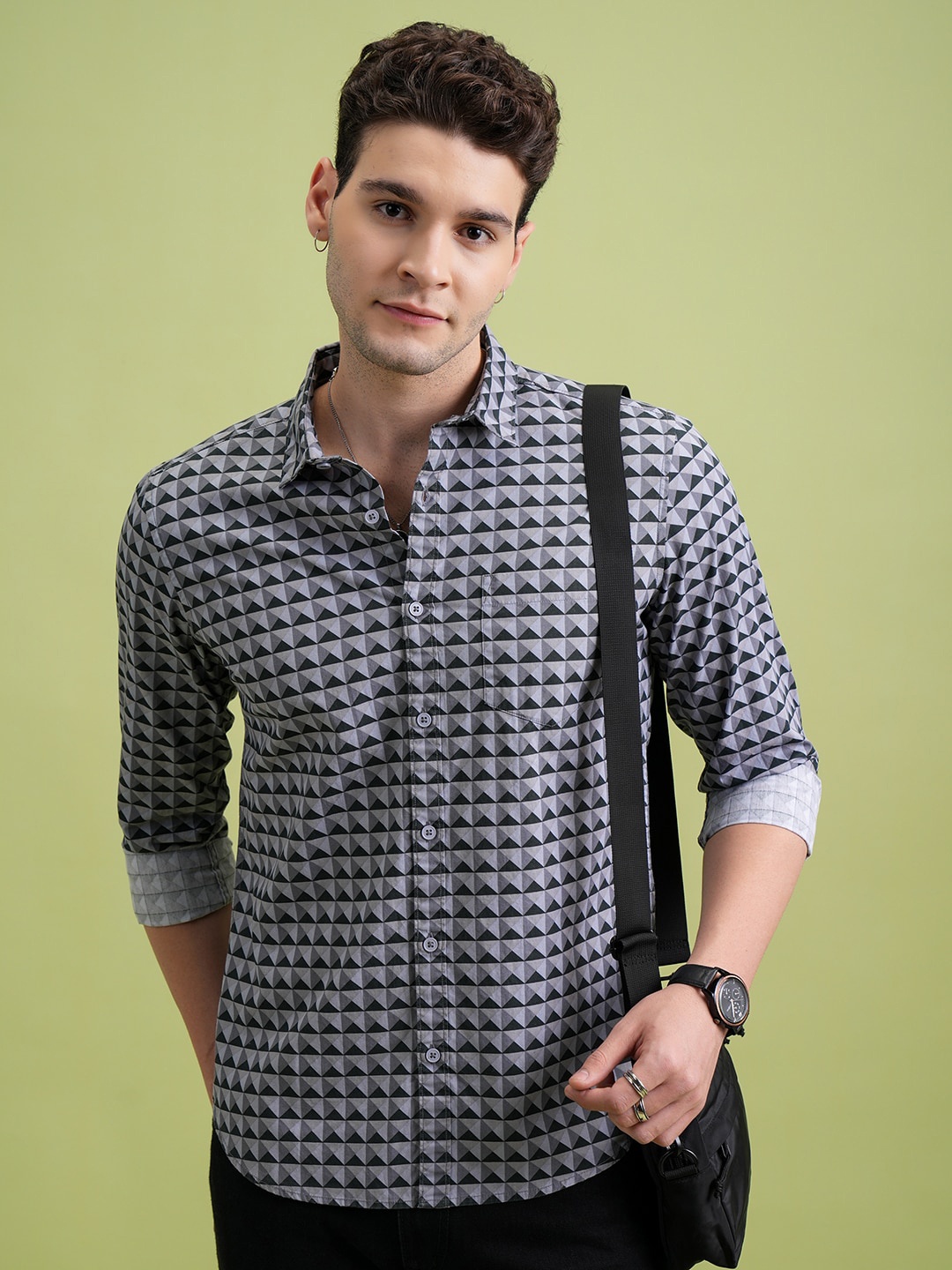

Highlander Men All Over Printed Shirt, Grey