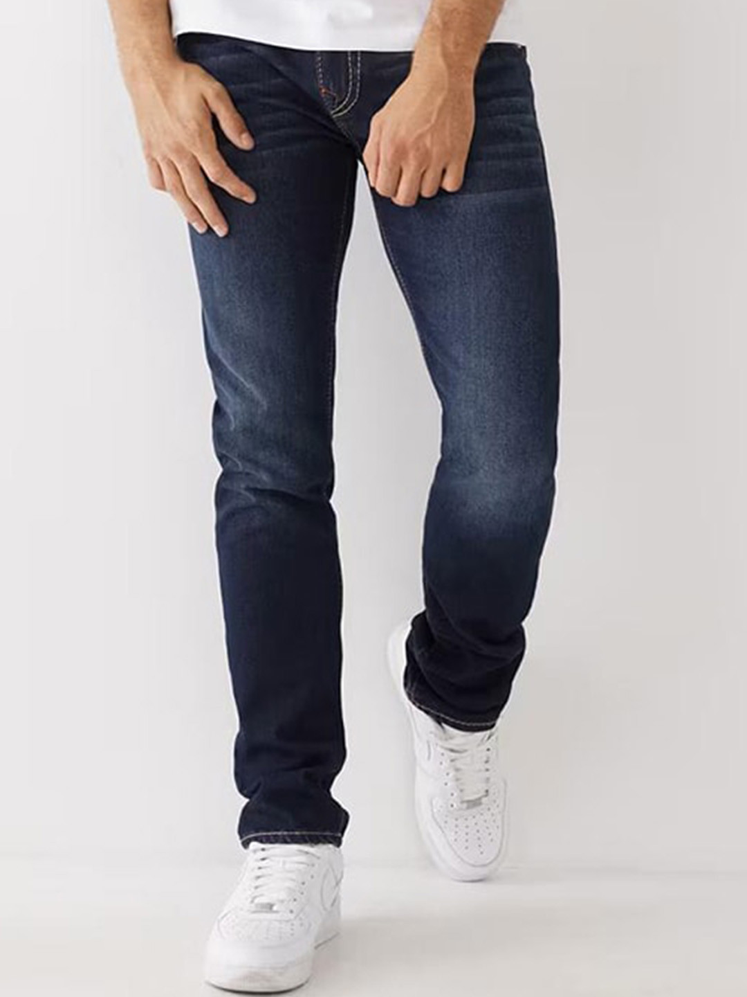 

True Religion Men Big T Rocco Straight Fit Mid-Rise Solid Jeans, Blue