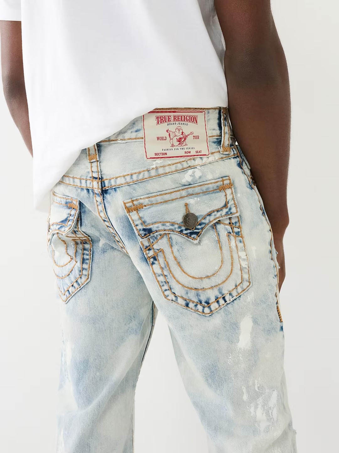 

True Religion Men Super T Ricky Straight Fit Blue Mid-Rise Solid Jeans