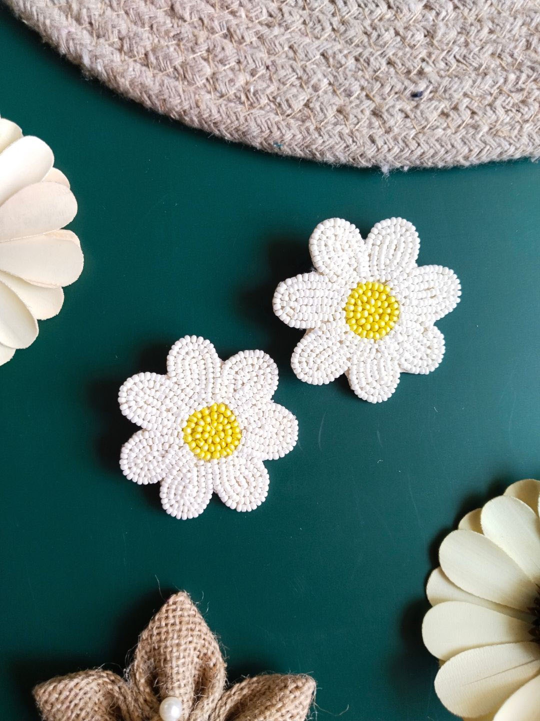 

DressBerry White Pearls Floral Stud Earrings