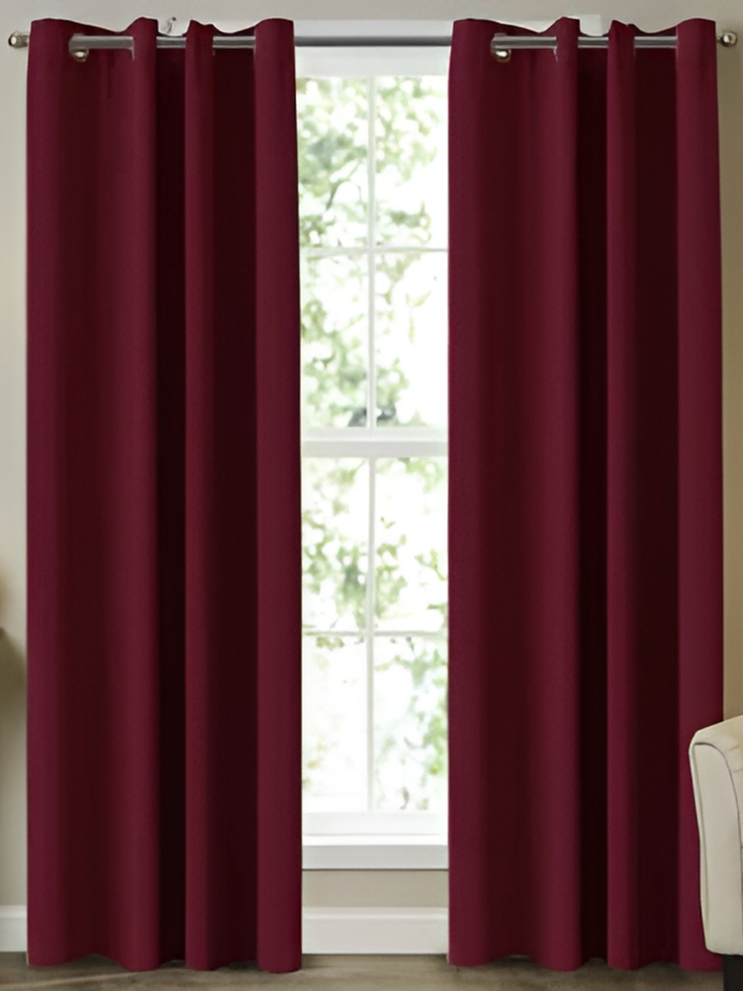 

Dashing fabrics Maroon Set of 2 Black Out Window Curtain