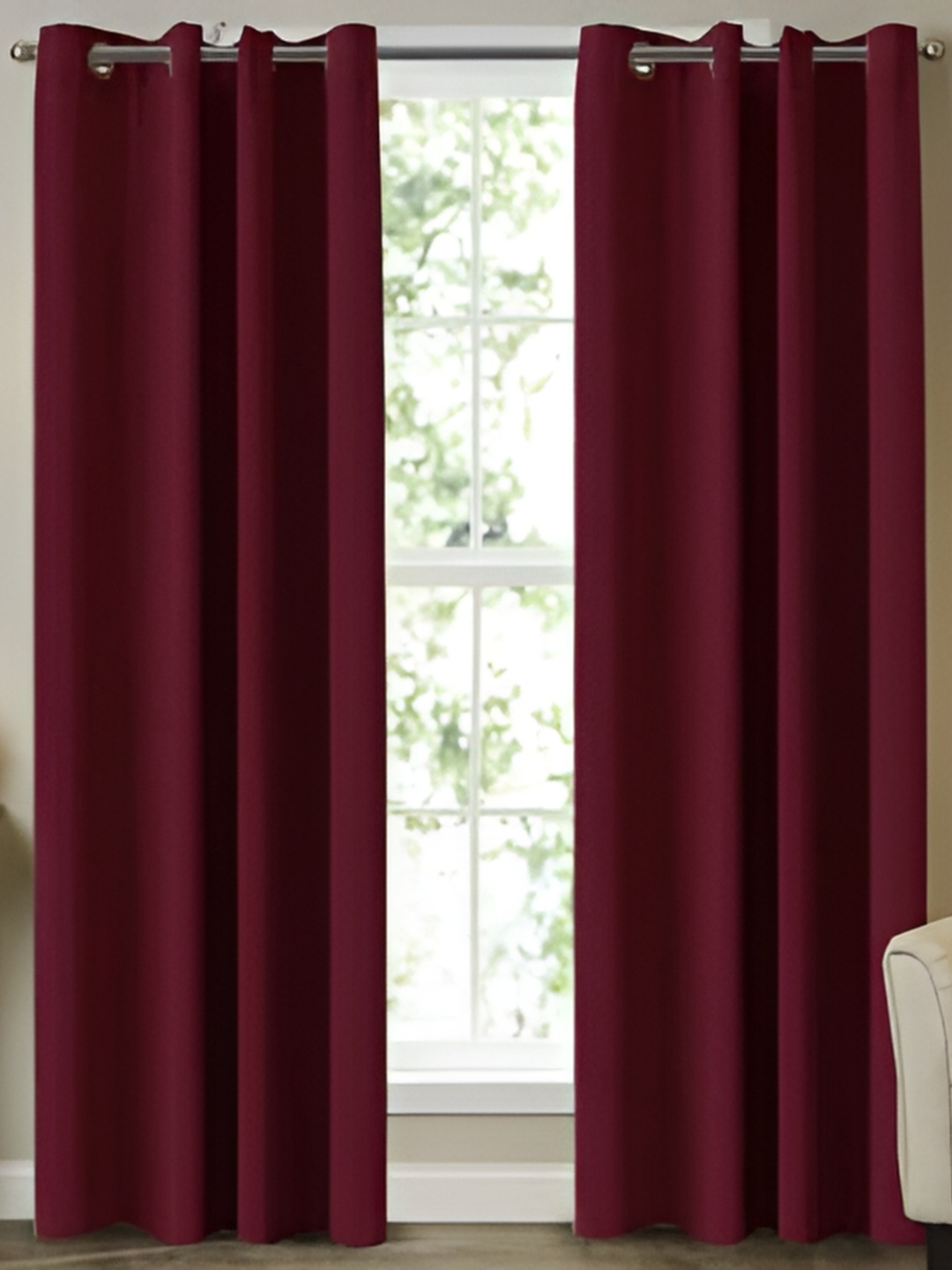 

Dashing fabrics Maroon Set of 2 Black Out Door Curtain