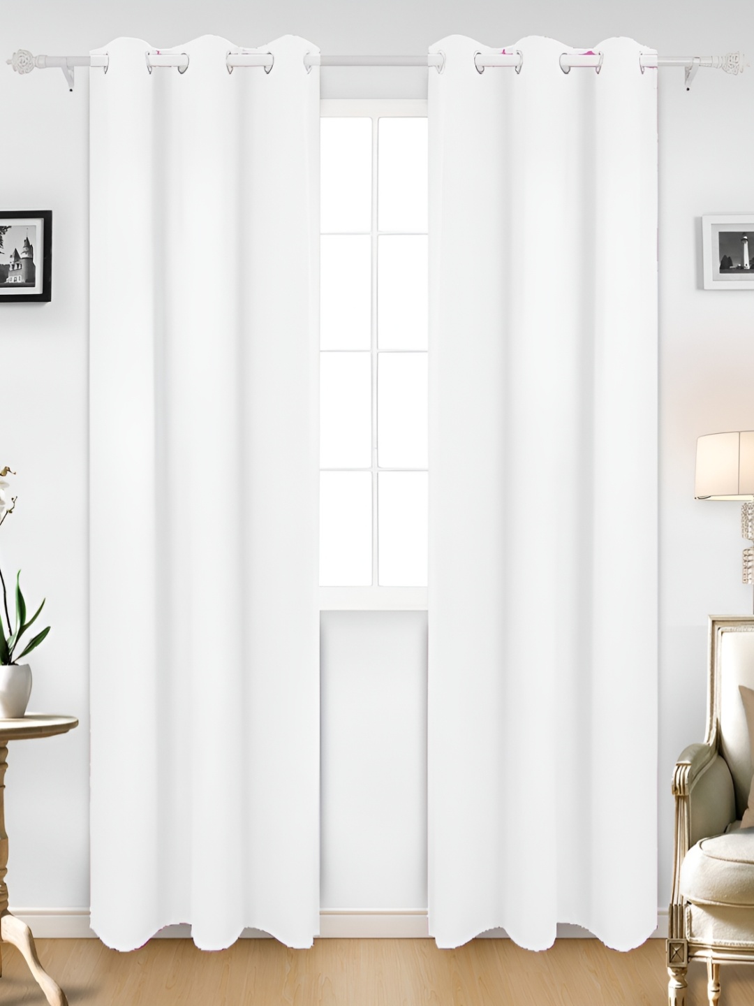 

Dashing fabrics White Set of 2 Black Out Window Curtain
