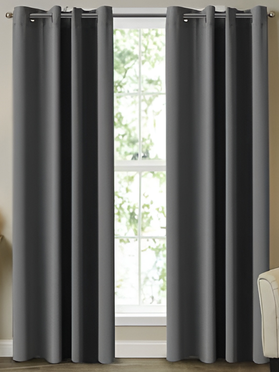 

Dashing fabrics Grey Set of 2 Black Out Long Door Curtain