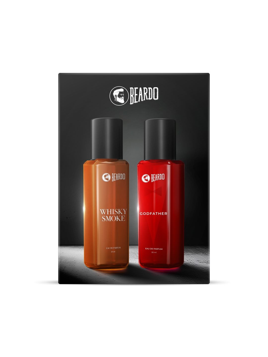 

BEARDO Men Set of 2 Eau De Parfum - Whisky Smoke & Godfather - 20 ml Each, Red