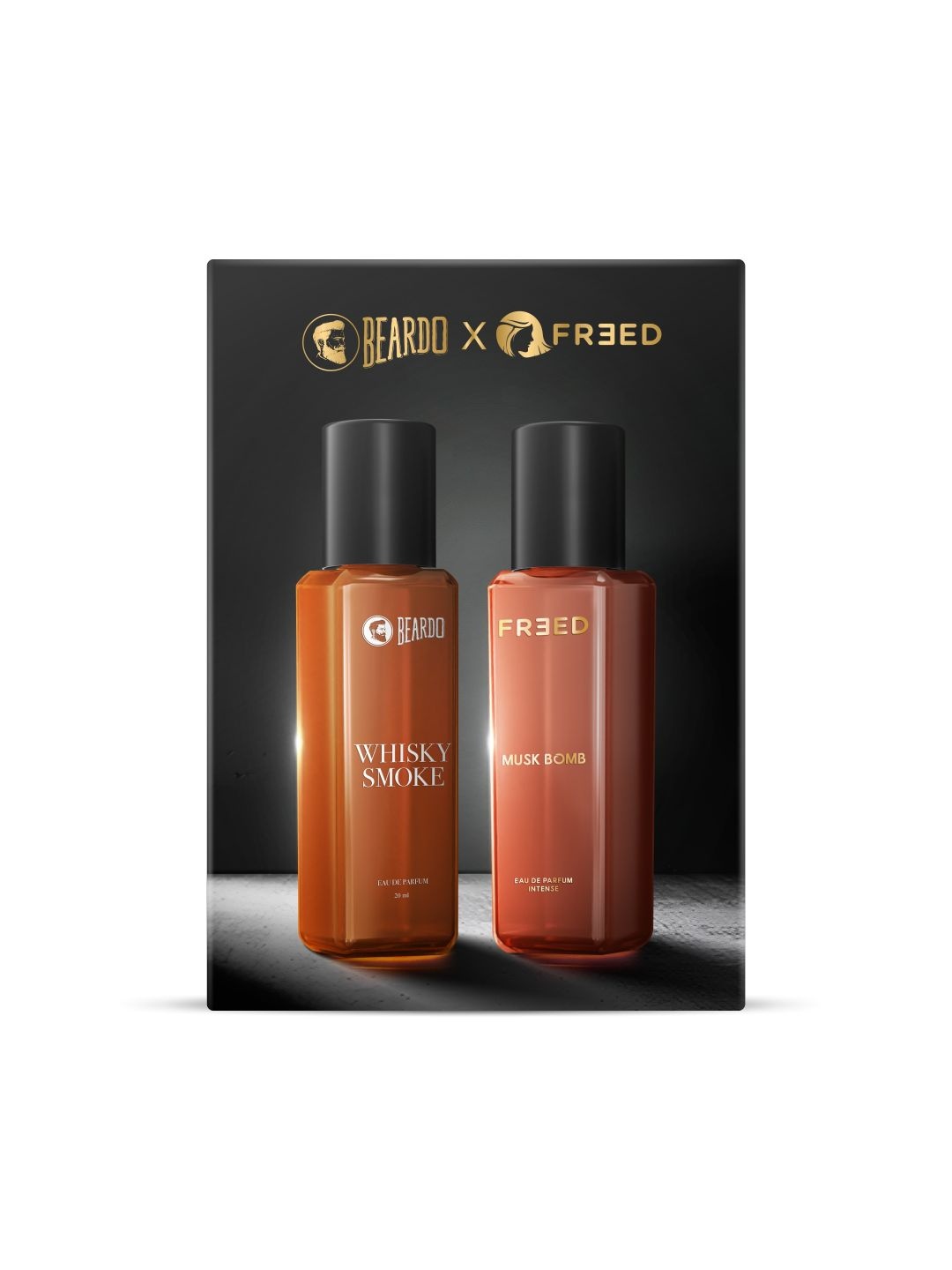 

BEARDO Men Set of 2 Eau De Parfum - Whisky Smoke & Freed Musk Bomb - 20 ml Each, Brown