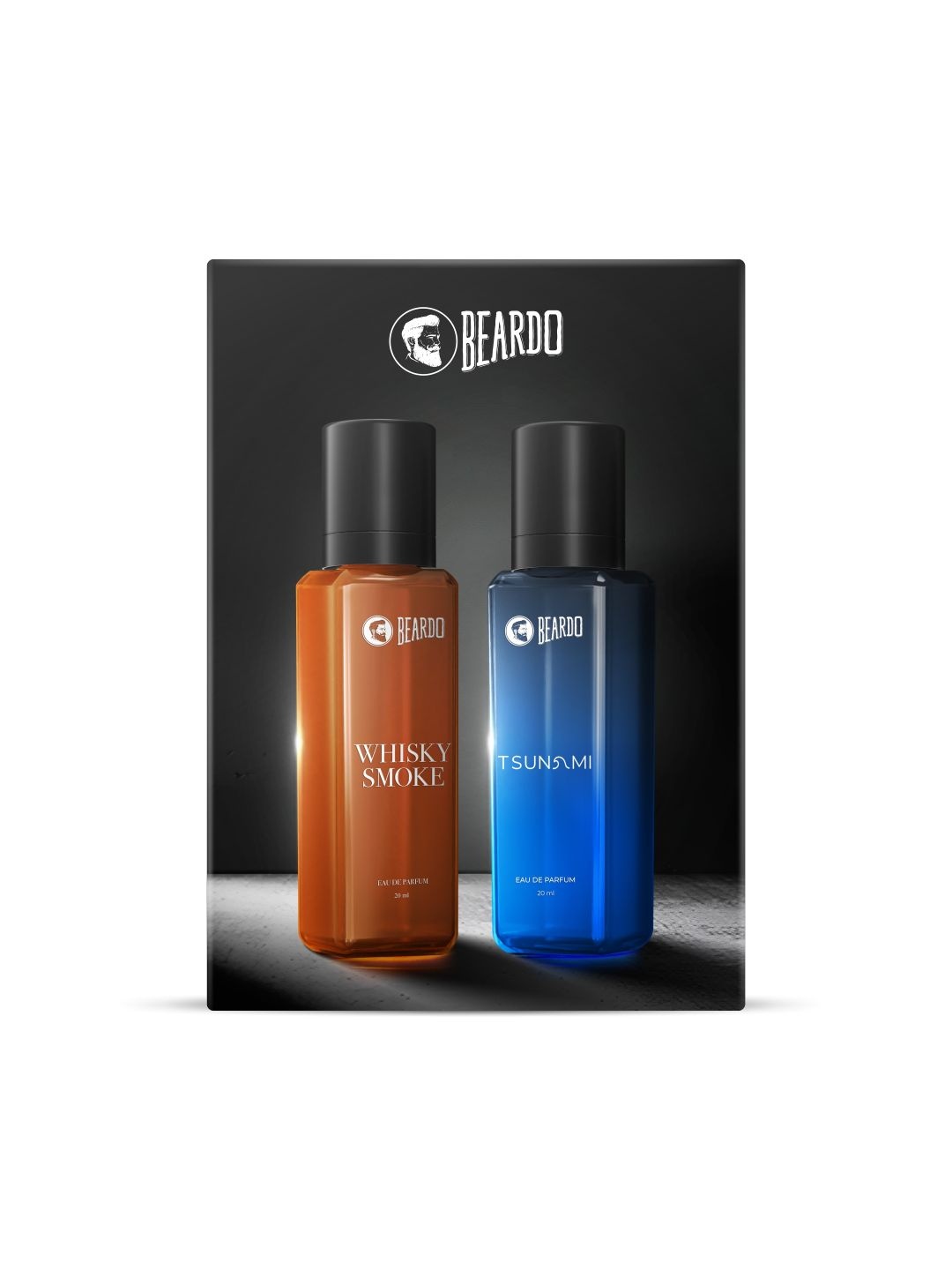 

BEARDO Men Set of 2 Eau De Parfum - Whisky Smoke & Tsunami - 20 ml Each, Brown