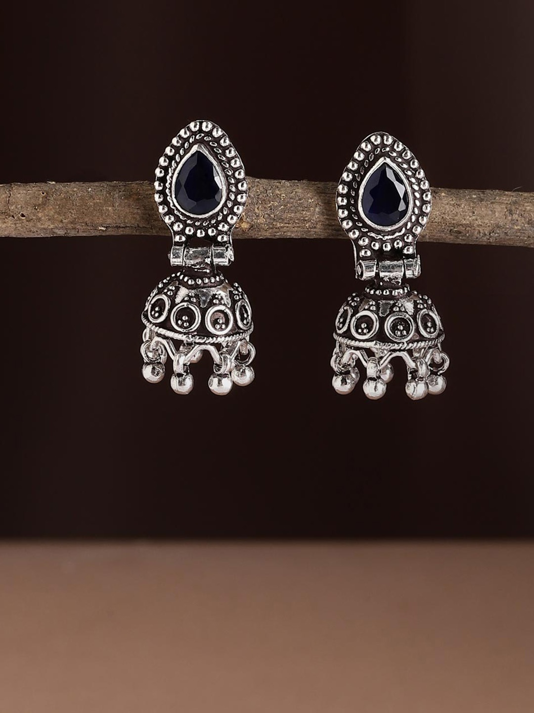 

Fabindia Teardrop Shaped Silver Jhumkas Earrings