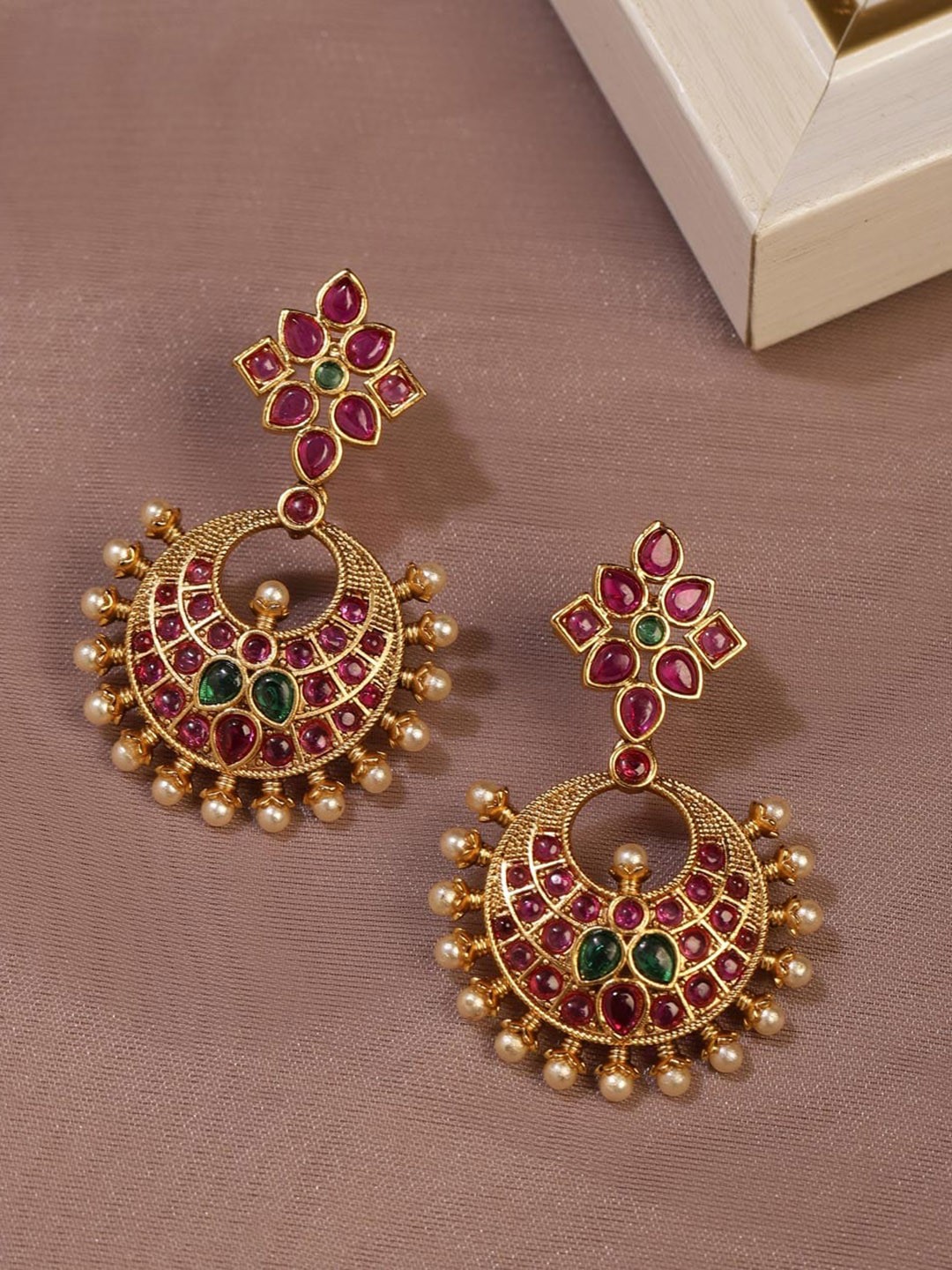 

Fabindia Artificial Stones Contemporary Drop Earrings, Gold