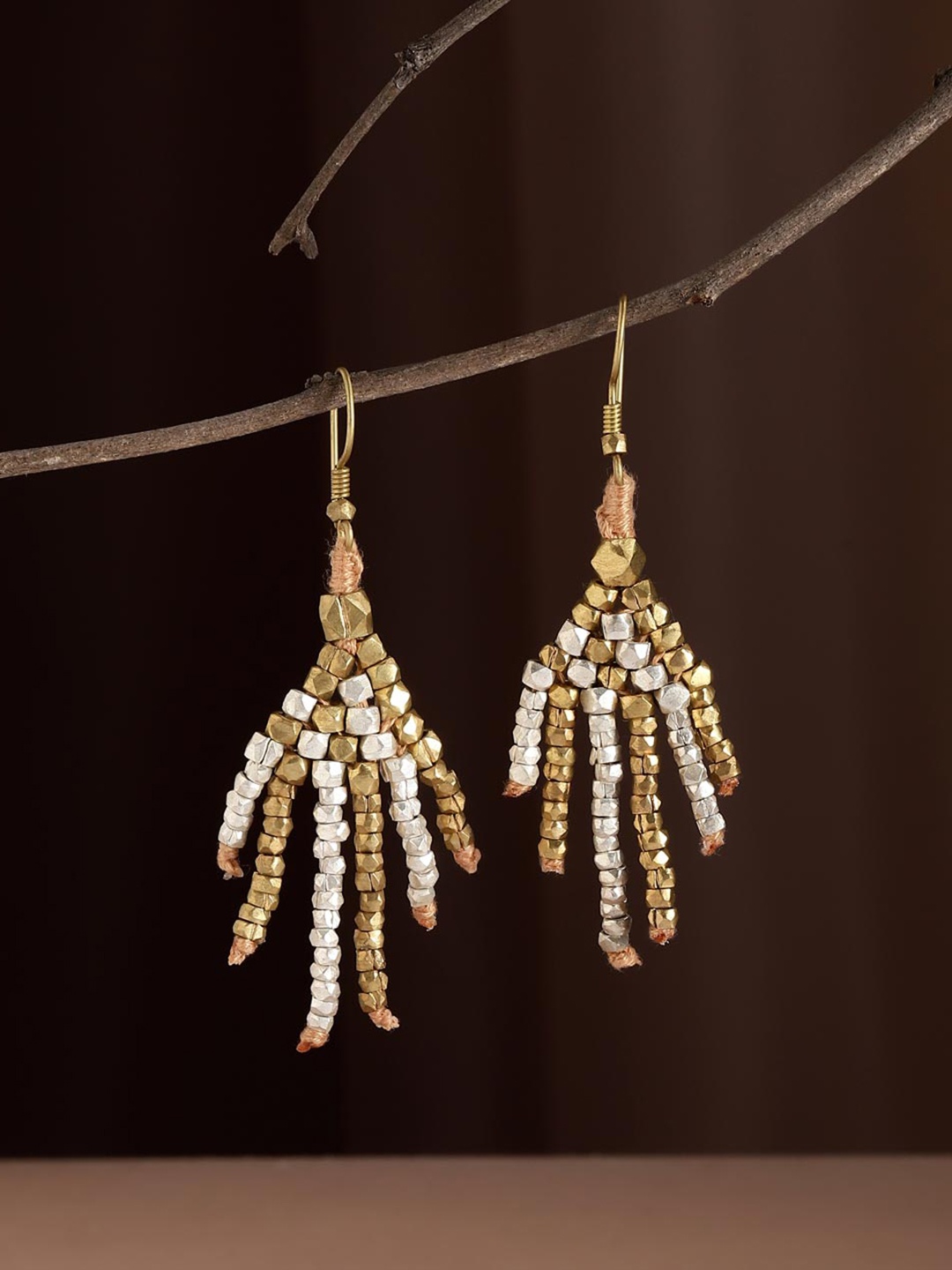 

Fabindia Beaded Contemporary Drop Earrings, Gold