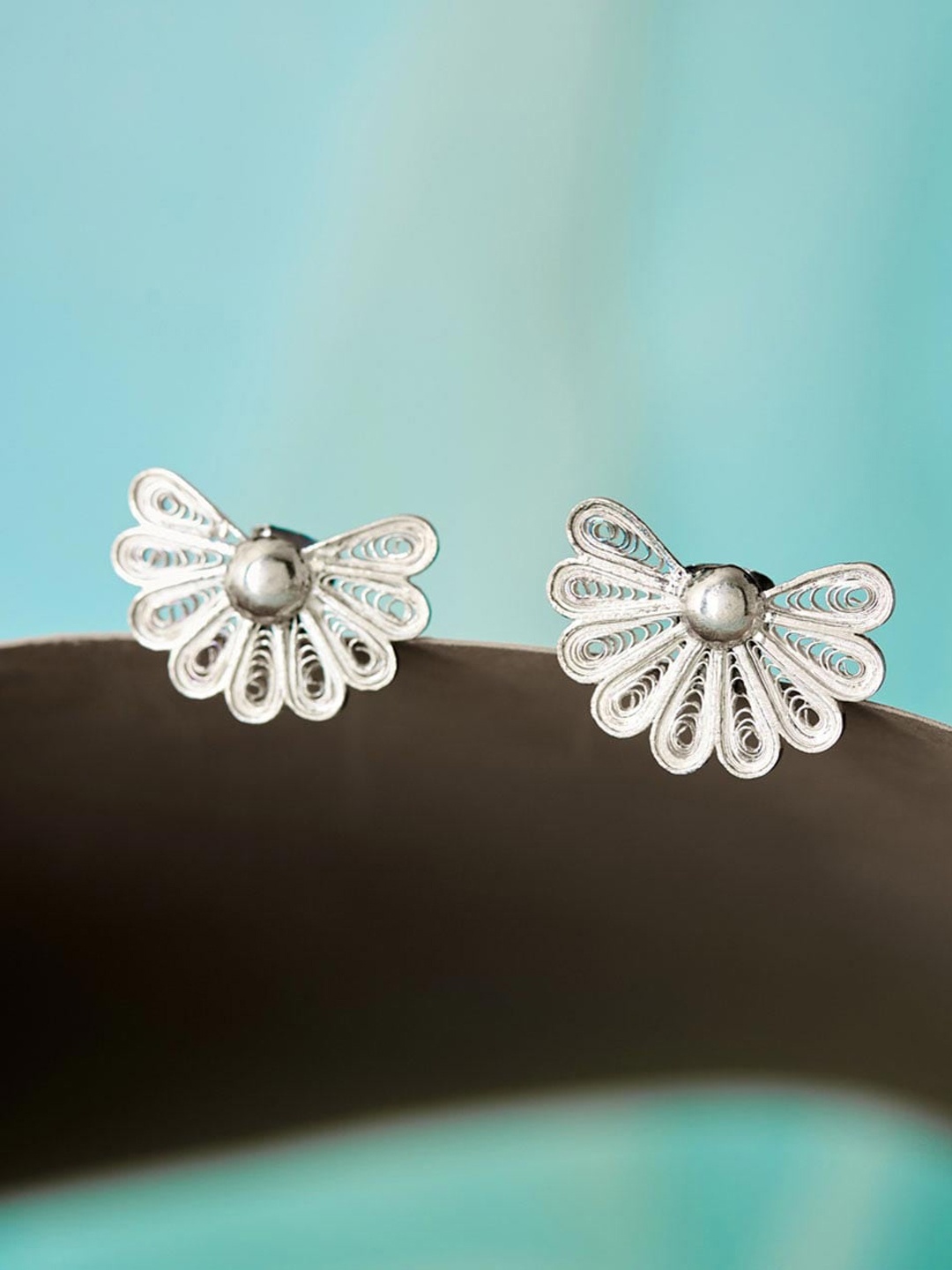 

Fabindia Floral Silver Studs Earrings