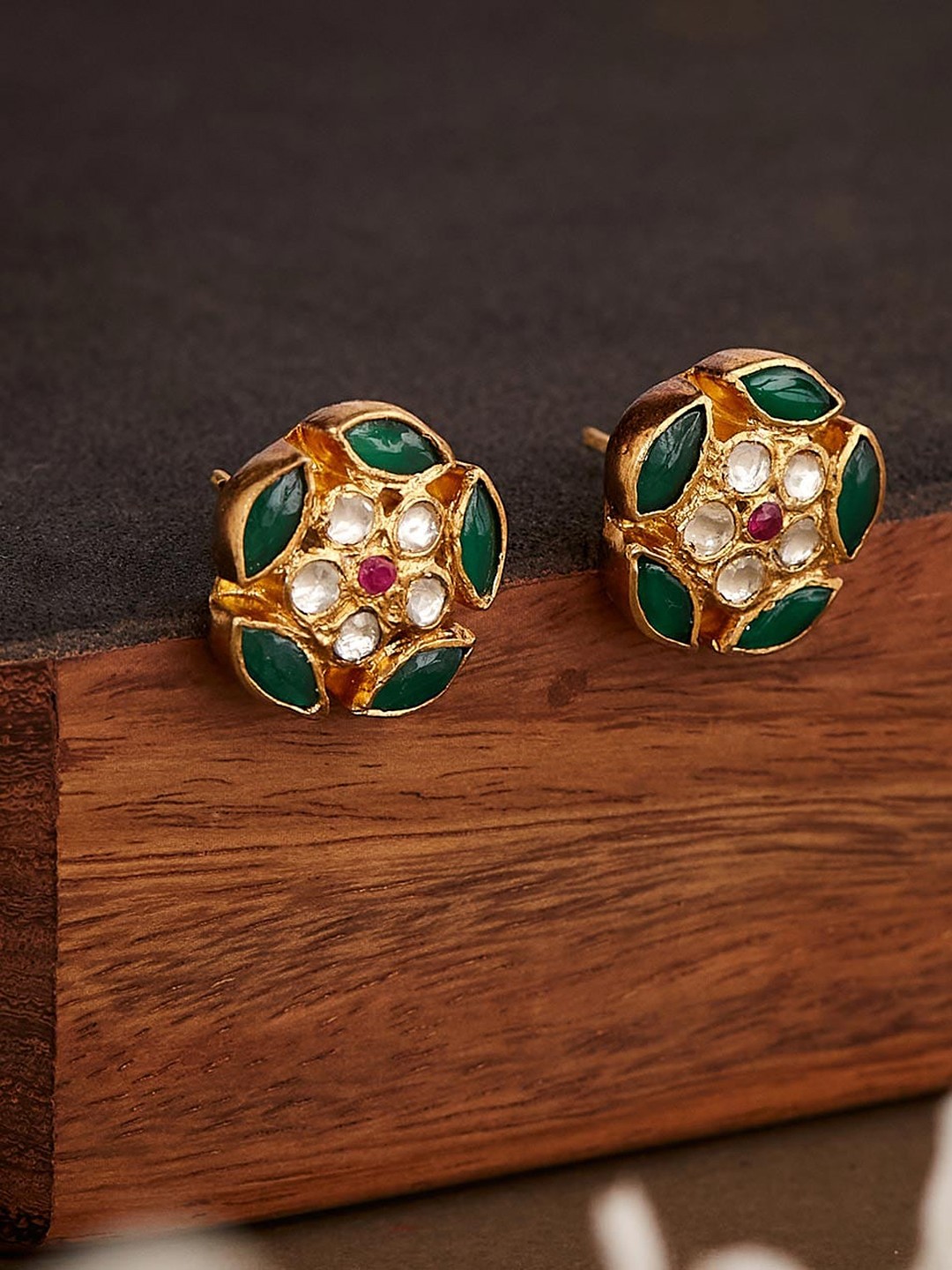 

Fabindia Silver Contemporary Studs Earrings, Gold