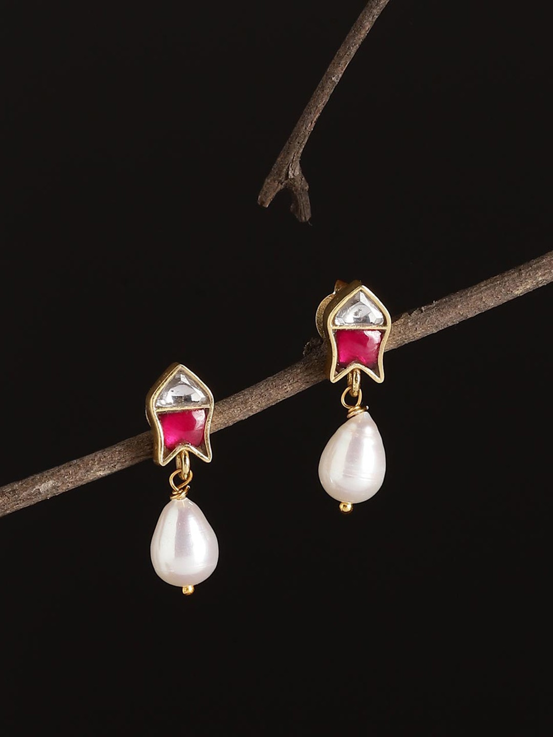 

Fabindia Beaded Teardrop Shaped Drop Earrings, White