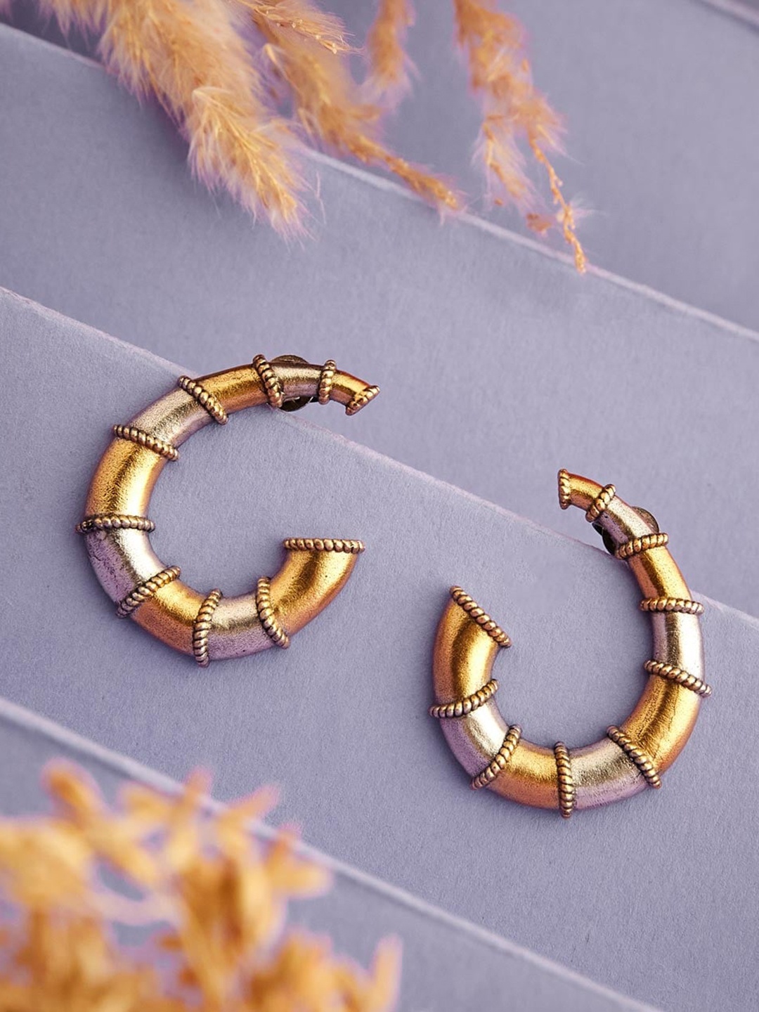 

Fabindia Silver Contemporary Hoop Earrings, Gold